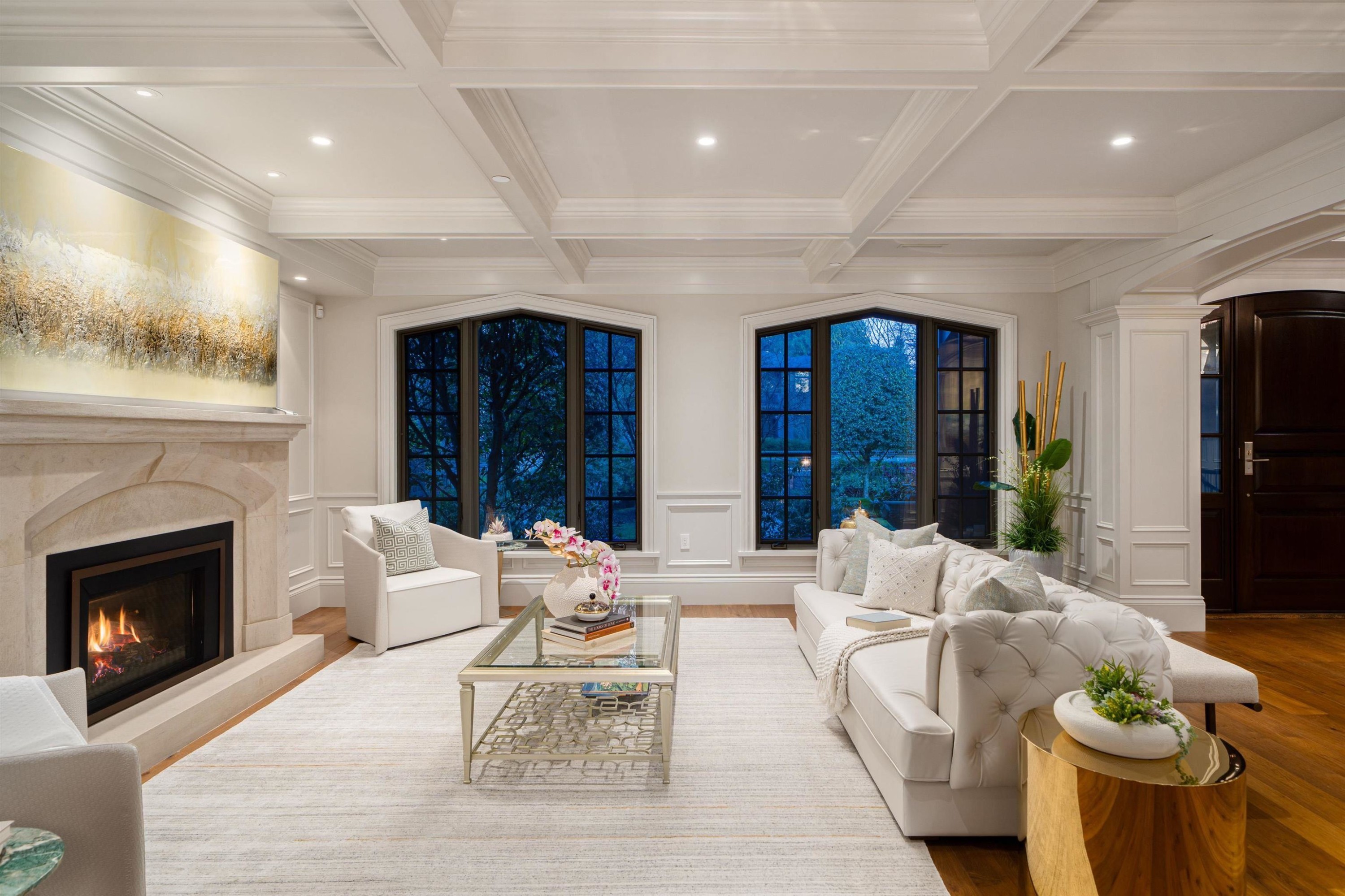 5989 Churchill Street, Vancouver, BC - Indoor Photo Showing Living Room With Fireplace