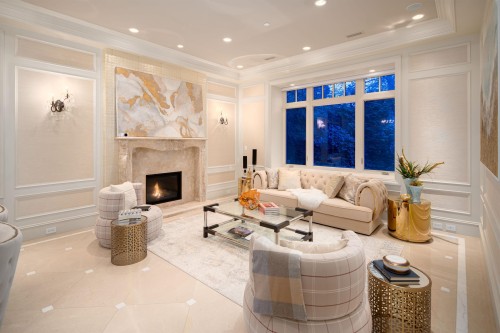 6076 Angus Drive, Vancouver, BC - Indoor Photo Showing Living Room With Fireplace