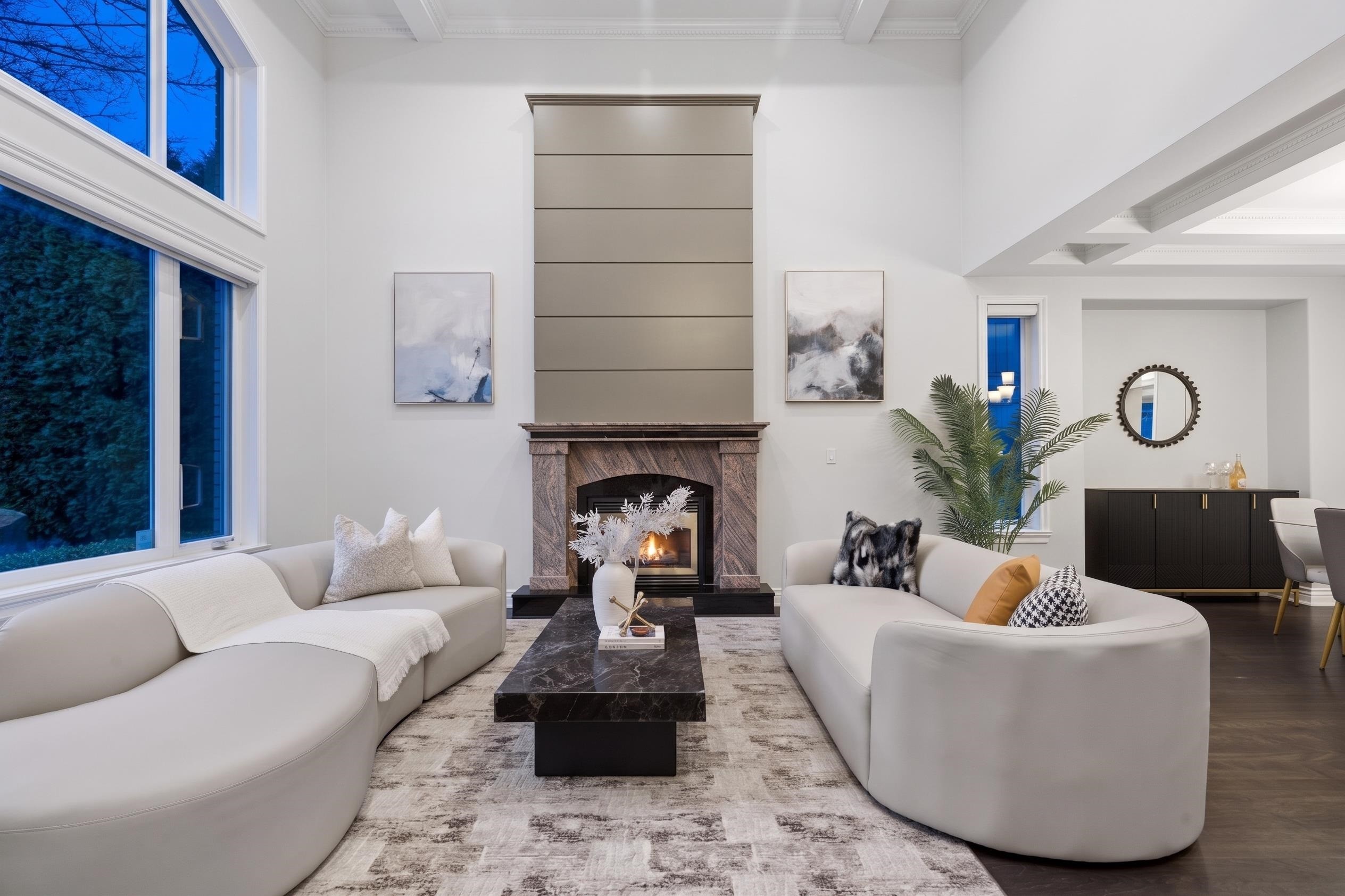 7371 Manning Court, Richmond, BC - Indoor Photo Showing Living Room With Fireplace
