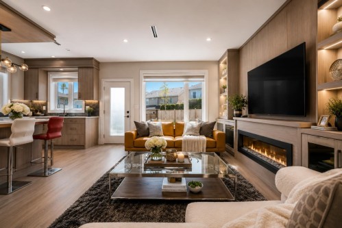 11891 Dunavon Place, Richmond, BC - Indoor Photo Showing Living Room With Fireplace