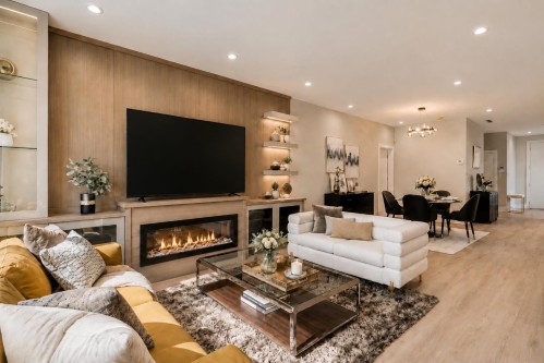 11891 Dunavon Place, Richmond, BC - Indoor Photo Showing Living Room With Fireplace