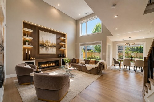 11911 Dunavon Place, Richmond, BC - Indoor Photo Showing Living Room With Fireplace