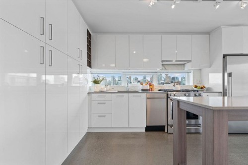 807-231 Pender Street E, Vancouver, BC - Indoor Photo Showing Kitchen With Upgraded Kitchen