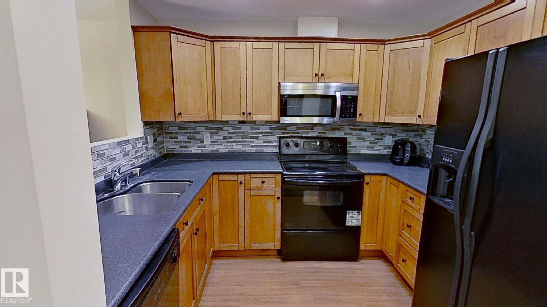 119 12110 106 Avenue Nw, Edmonton, AB - Indoor Photo Showing Kitchen With Double Sink