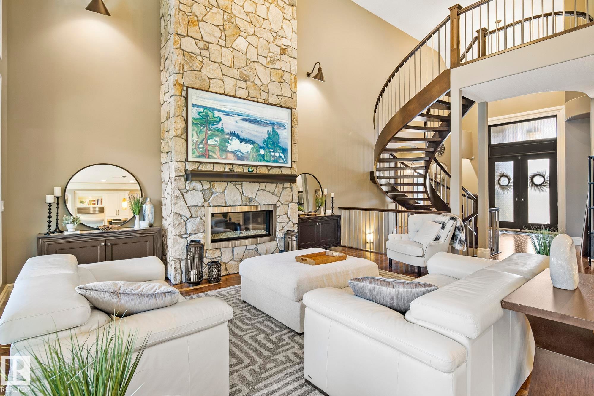 2767 Wheaton Drive, Edmonton, AB - Indoor Photo Showing Living Room With Fireplace