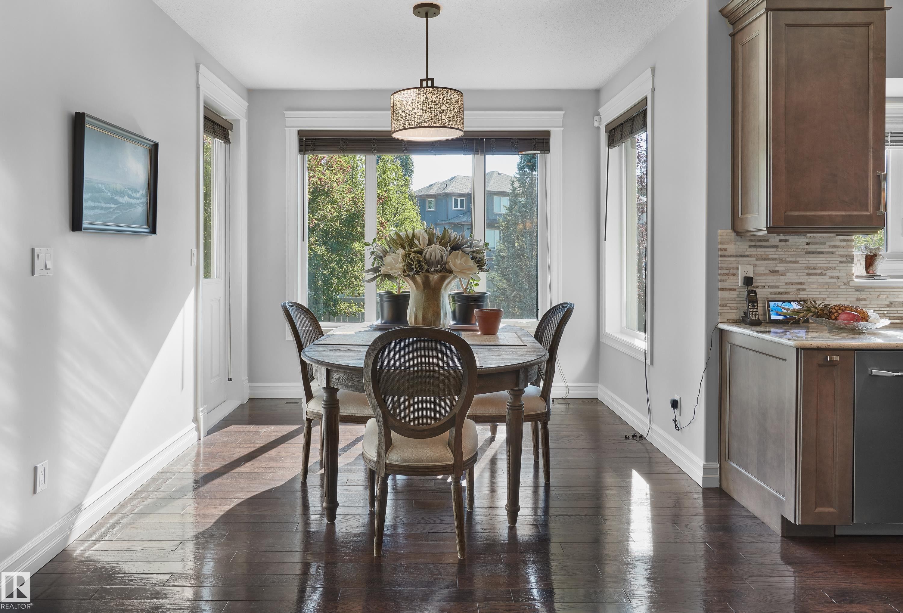 Dining room featuring dark wood finished floors - 4111 Westcliff Heath Heath, Edmonton, AB - Indoor Photo Showing Dining Room