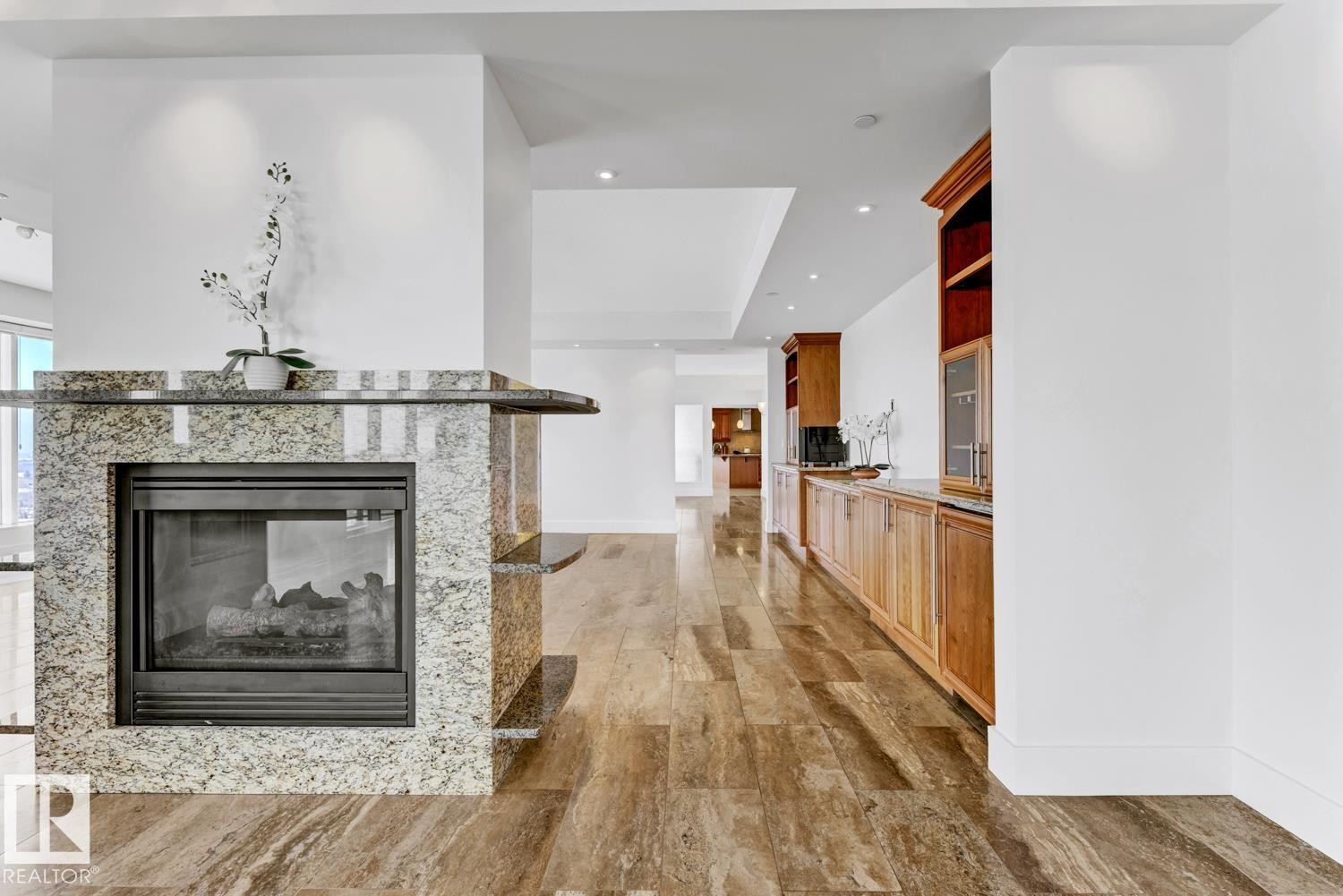1900 10035 Saskatchewan Drive, Edmonton, AB - Indoor Photo Showing Living Room With Fireplace
