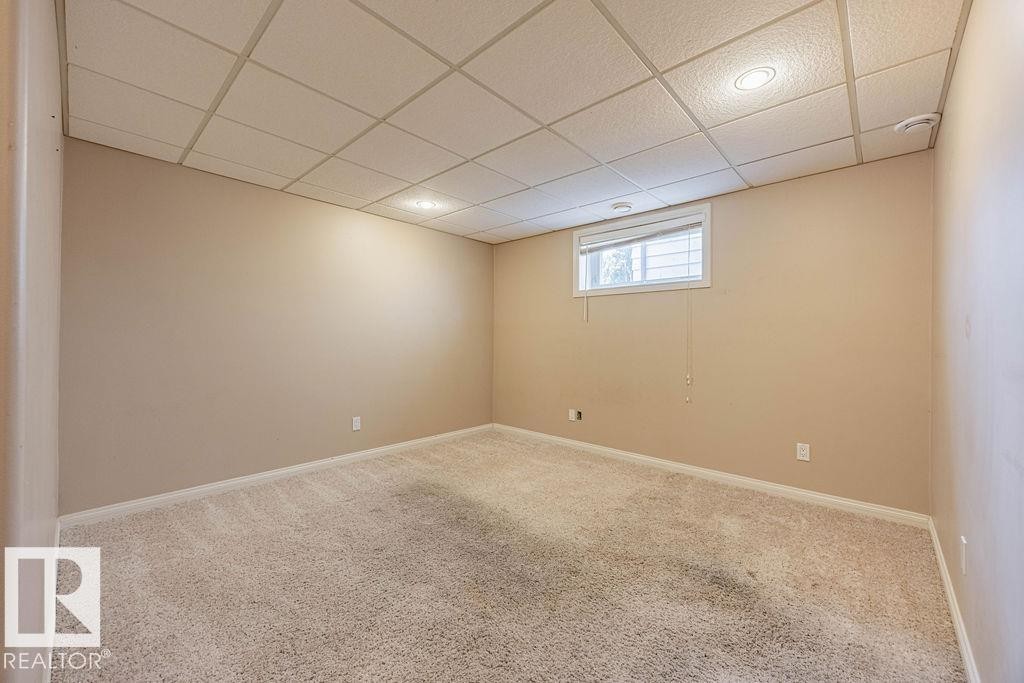 Below grade area featuring a drop ceiling and carpet - 5026 53 Ave, Ryley, AB - Indoor