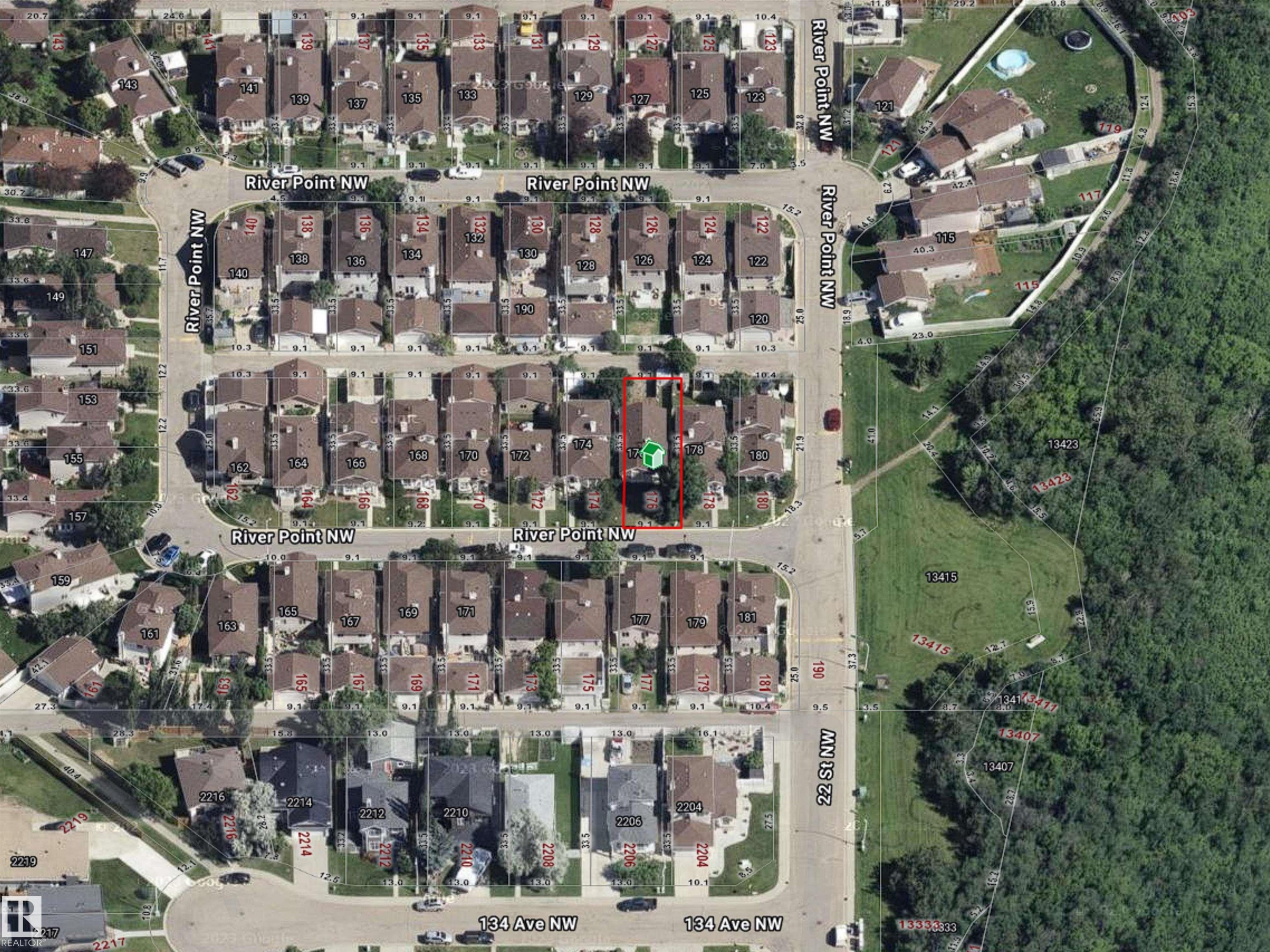 Aerial map of property and surrounding area - 176 River Point(E), Edmonton, AB - Other