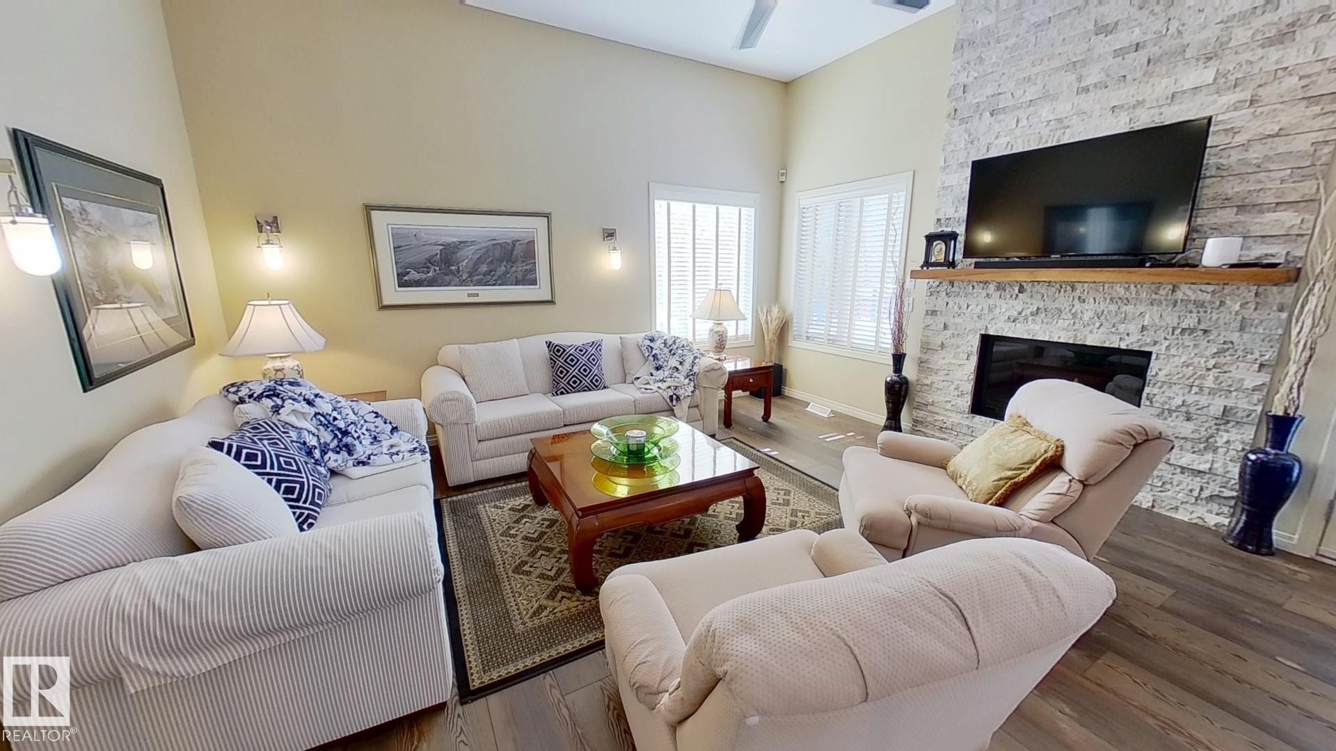 47 1130 Falconer Road, Edmonton, AB - Indoor Photo Showing Living Room With Fireplace