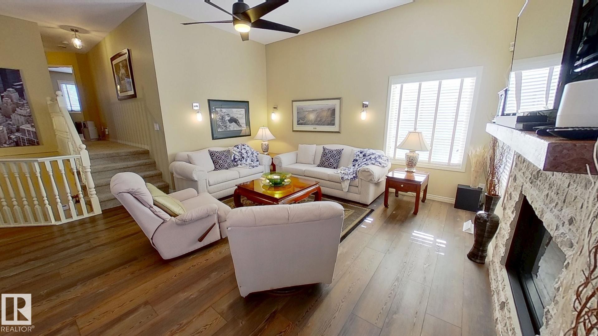 47 1130 Falconer Road, Edmonton, AB - Indoor Photo Showing Living Room With Fireplace