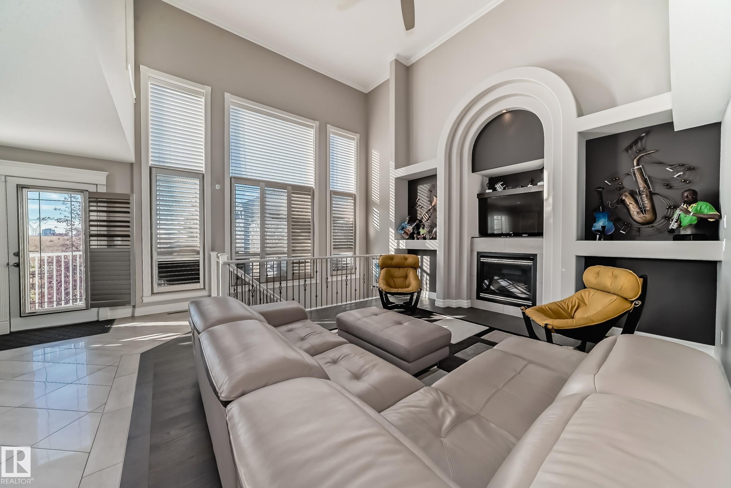 Edmonton, AB - Indoor Photo Showing Living Room With Fireplace