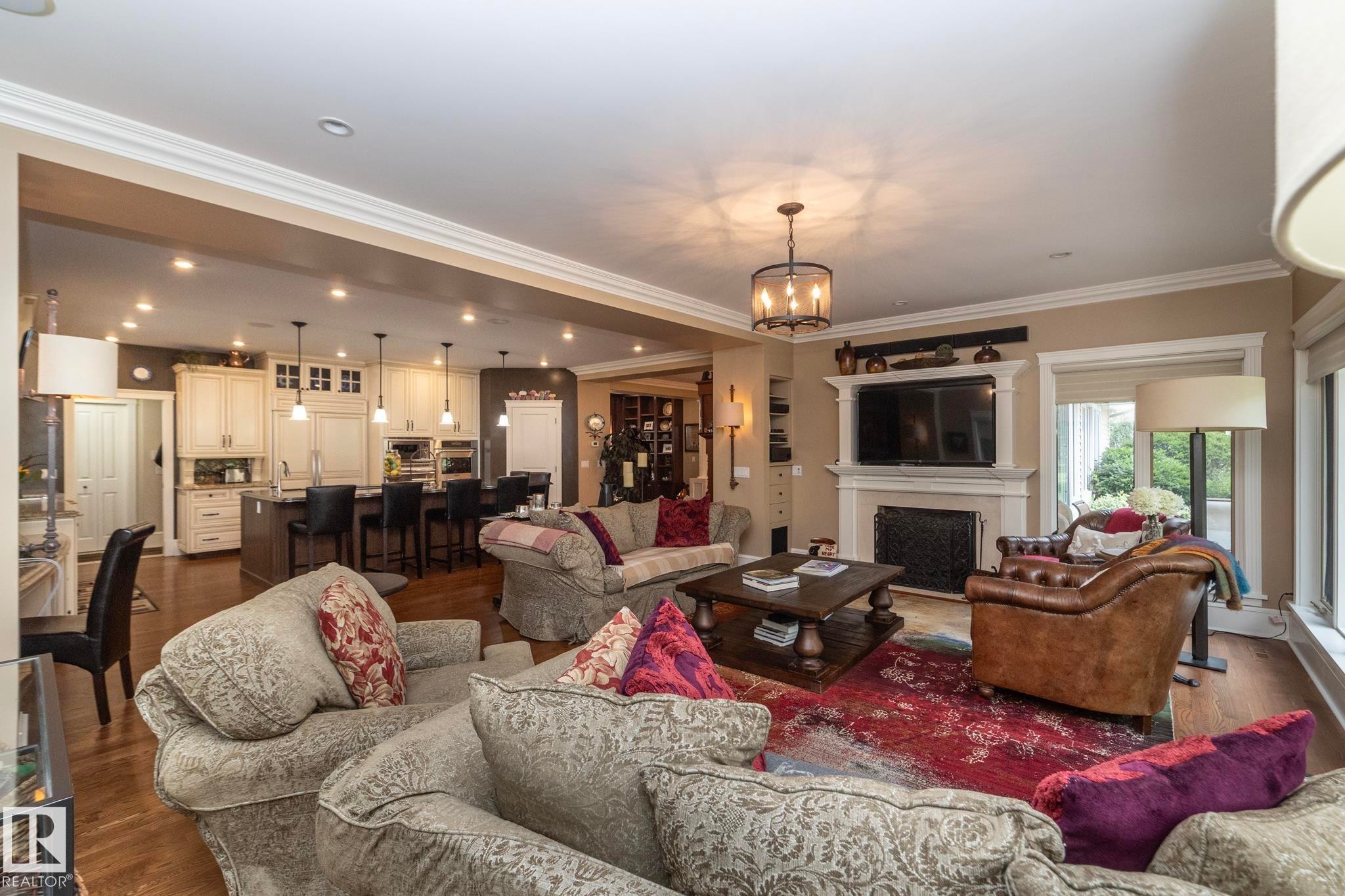 63 Fairway Drive, Edmonton, AB - Indoor Photo Showing Living Room With Fireplace
