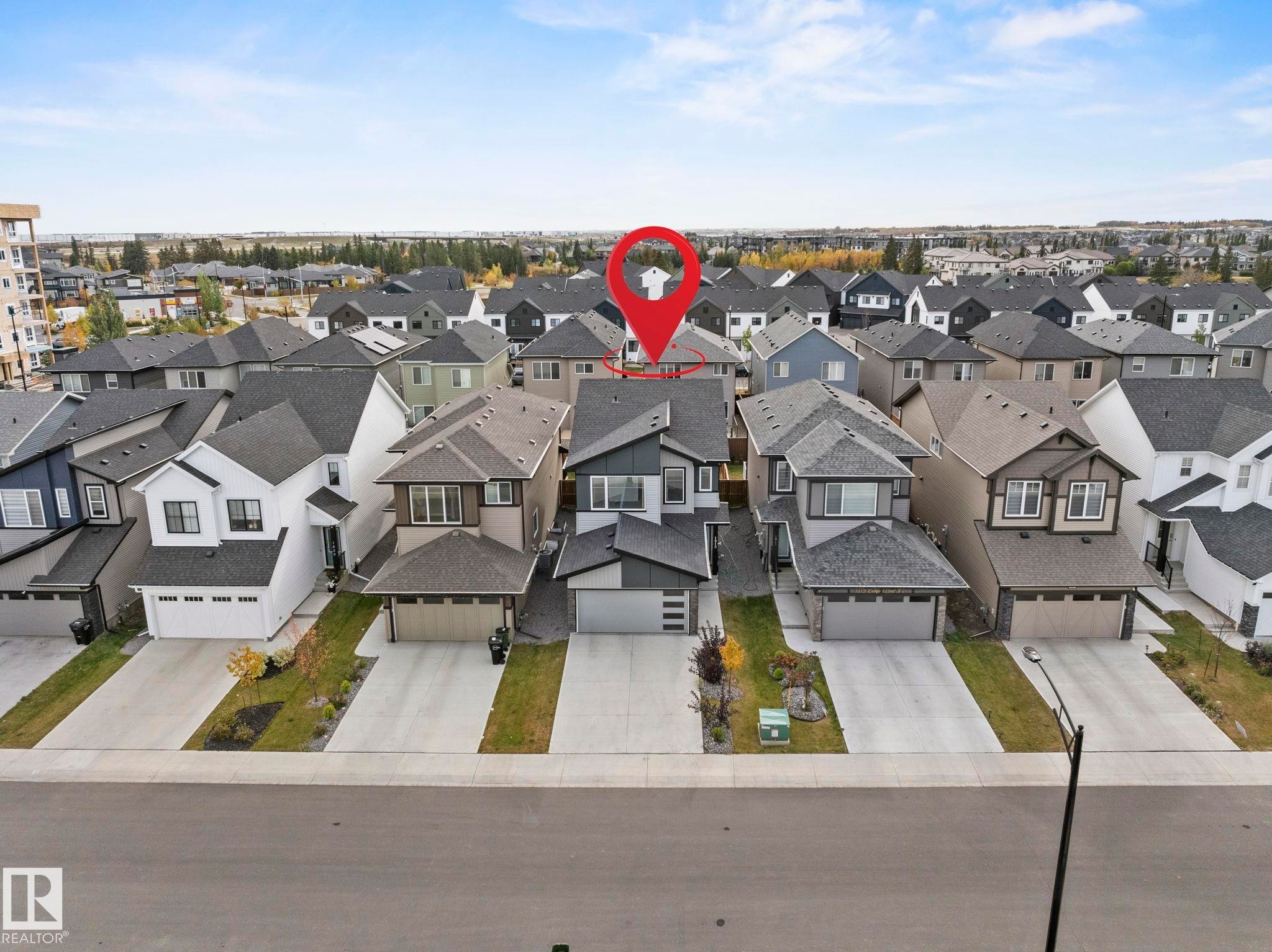 Aerial perspective of suburban area - 1813 Collip View View, Edmonton, AB - Outdoor With Facade