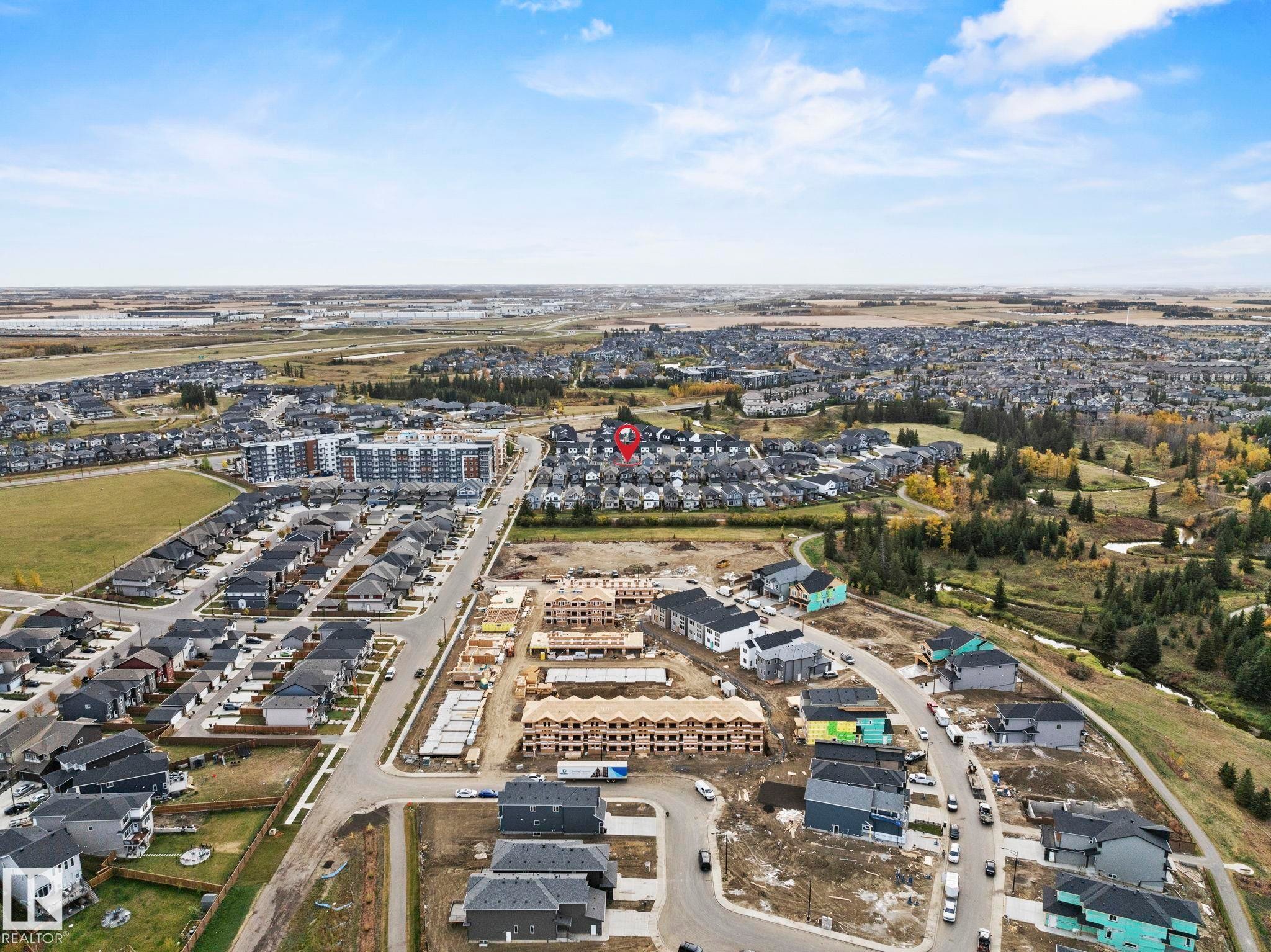 Aerial overview of property's location with nearby suburban area - 1813 Collip View View, Edmonton, AB - Outdoor With View