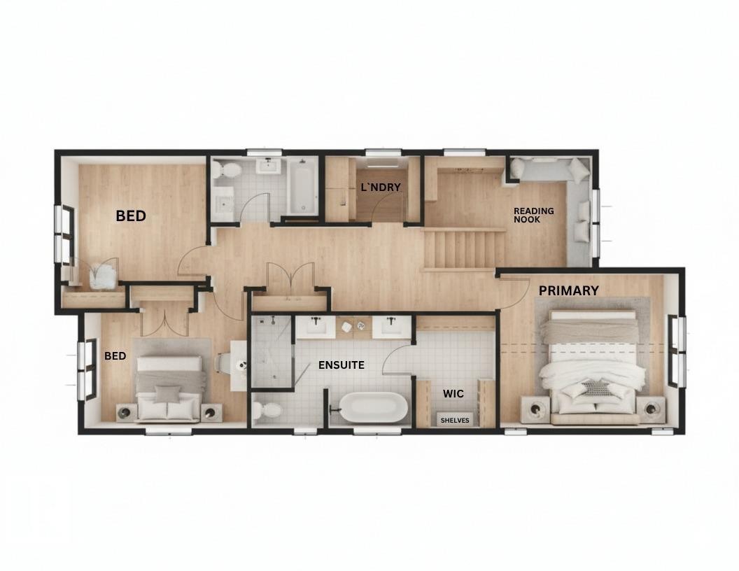 Second floor plan. Photos are artists renderings and may not reflect the final finishes or layout. - 6303 109B Avenue, Edmonton, AB - Other