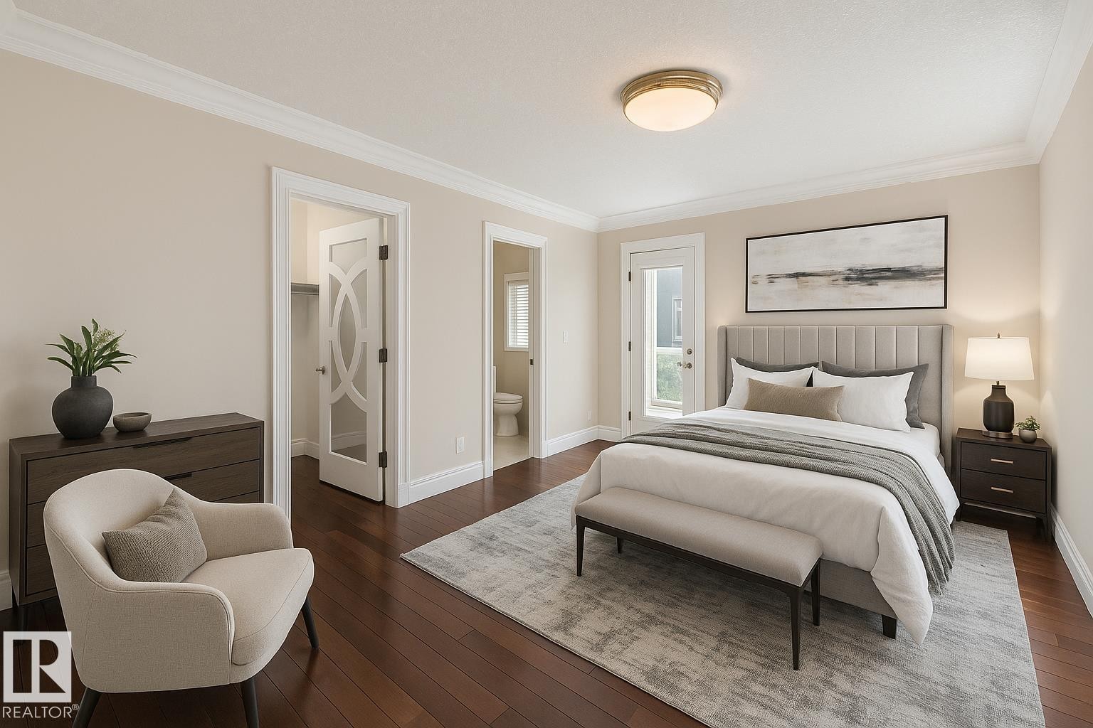 Virtually staged second bedroom - 872 Hollands Landing, Edmonton, AB - Indoor Photo Showing Bedroom