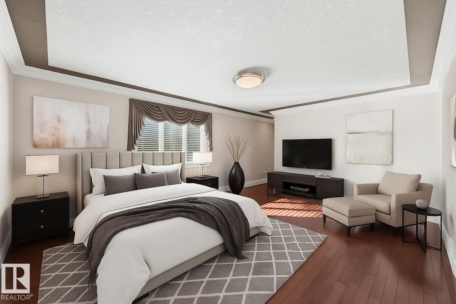 Virtually staged third bedroom - 872 Hollands Landing, Edmonton, AB - Indoor Photo Showing Bedroom