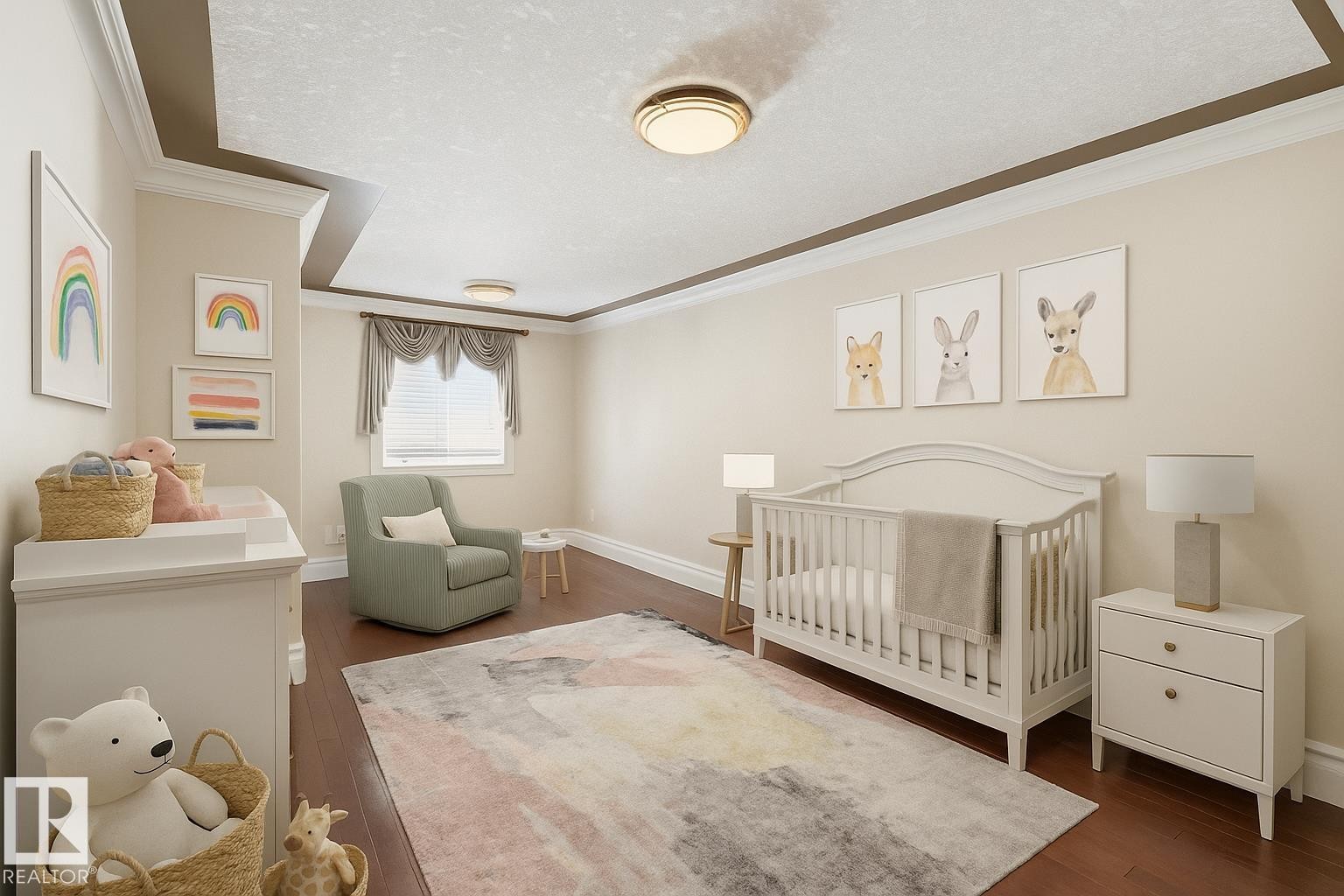 Virtually staged fourth bedroom - 872 Hollands Landing, Edmonton, AB - Indoor Photo Showing Bedroom