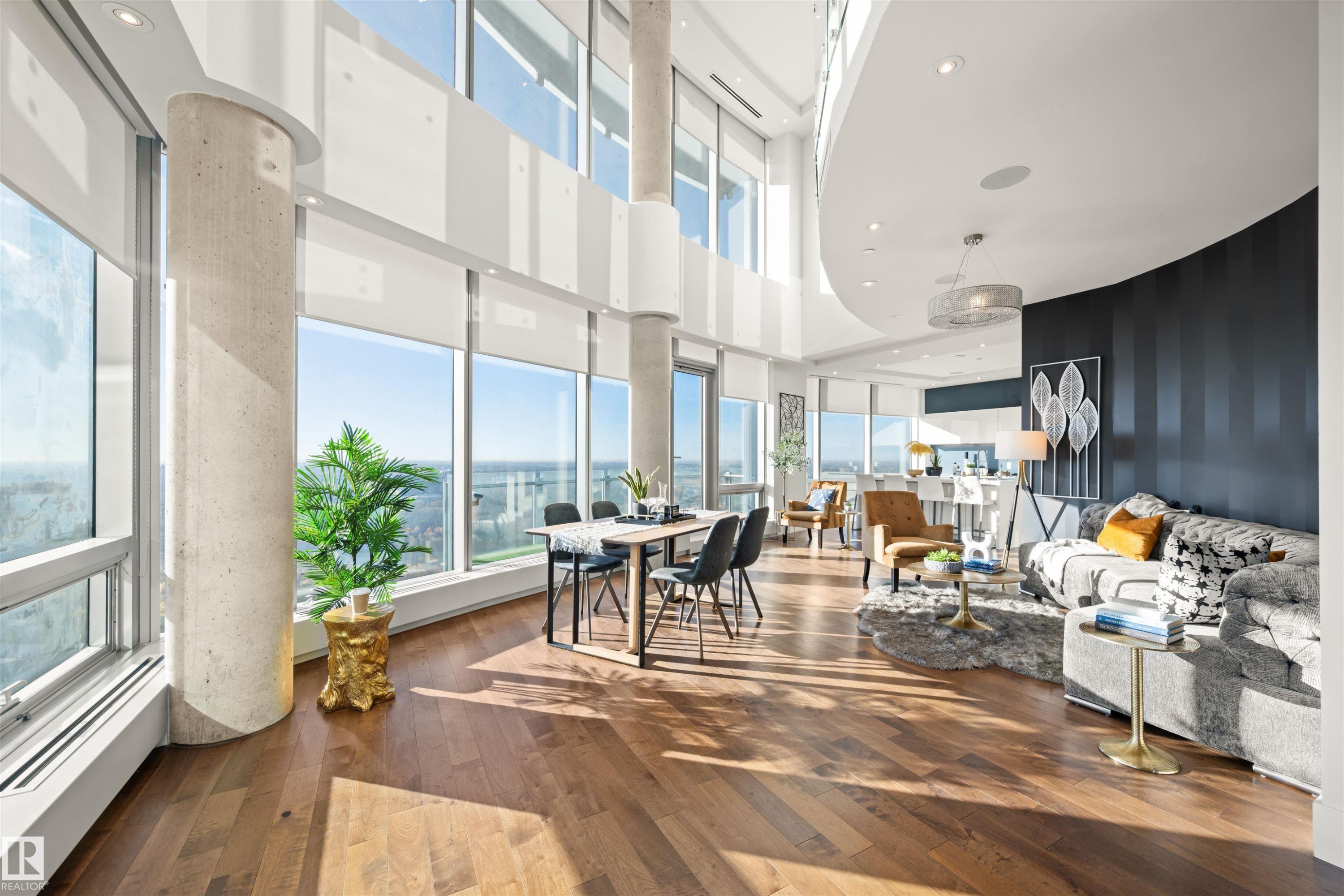 Common area with recessed lighting and wallpapered walls - 3201 11969 Jasper Avenue, Edmonton, AB - Indoor