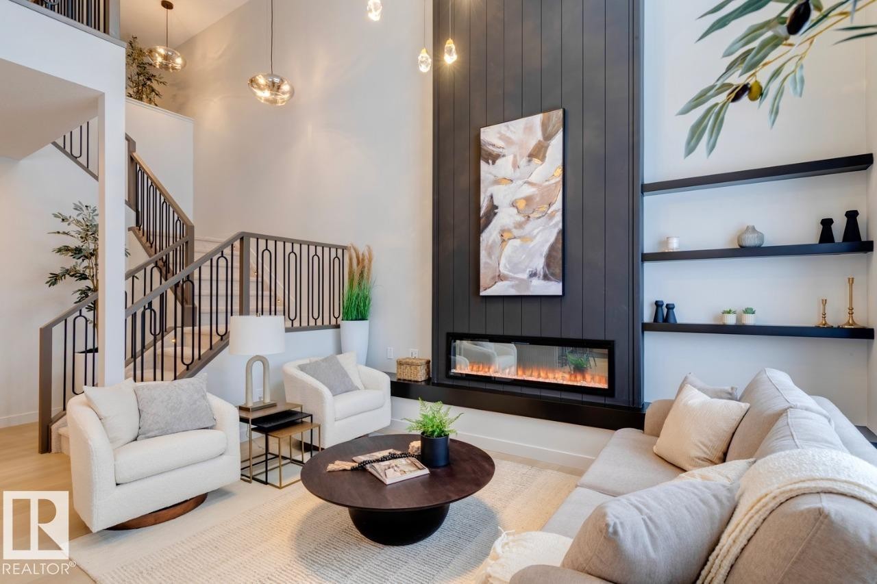 3280 Chernowski Way, Edmonton, AB - Indoor Photo Showing Living Room With Fireplace