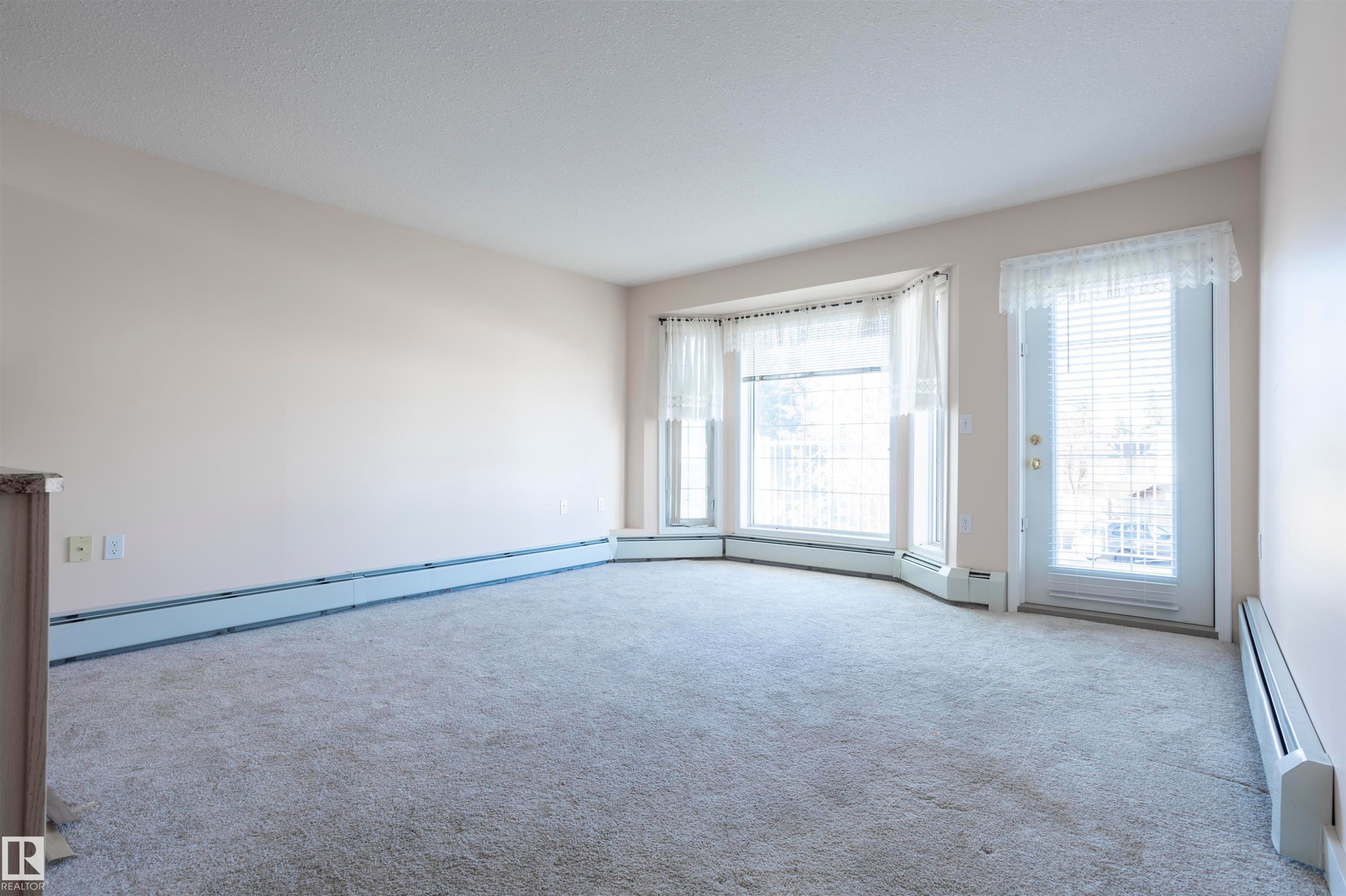 Empty room featuring a baseboard heating unit and light colored carpet - 262 13441 127 Street, Edmonton, AB - Indoor Photo Showing Other Room