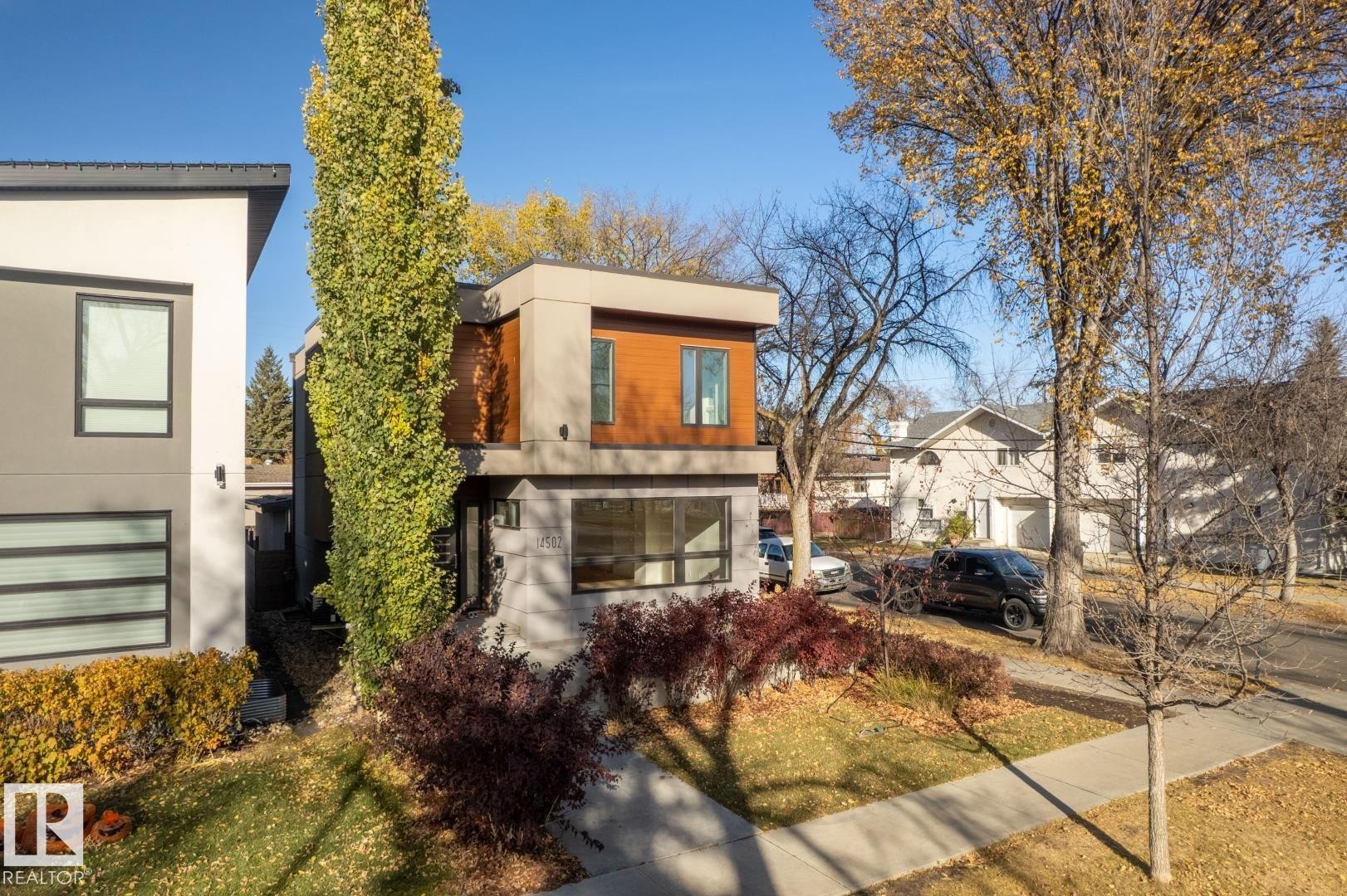 Modern home with stucco siding - 14502 103 Avenue, Edmonton, AB - Outdoor
