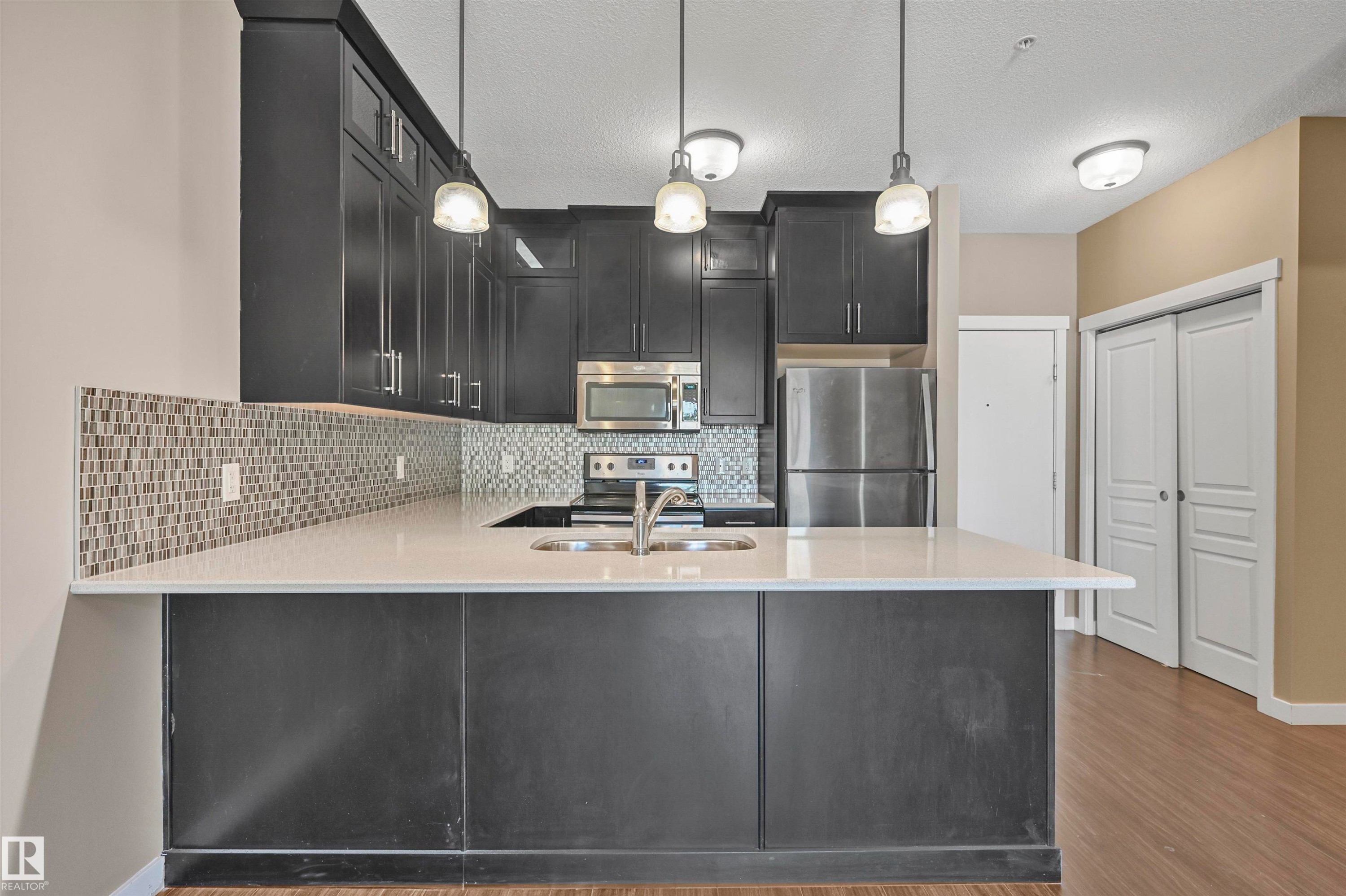 108 812 Welsh Drive, Edmonton, AB - Indoor Photo Showing Kitchen With Double Sink With Upgraded Kitchen