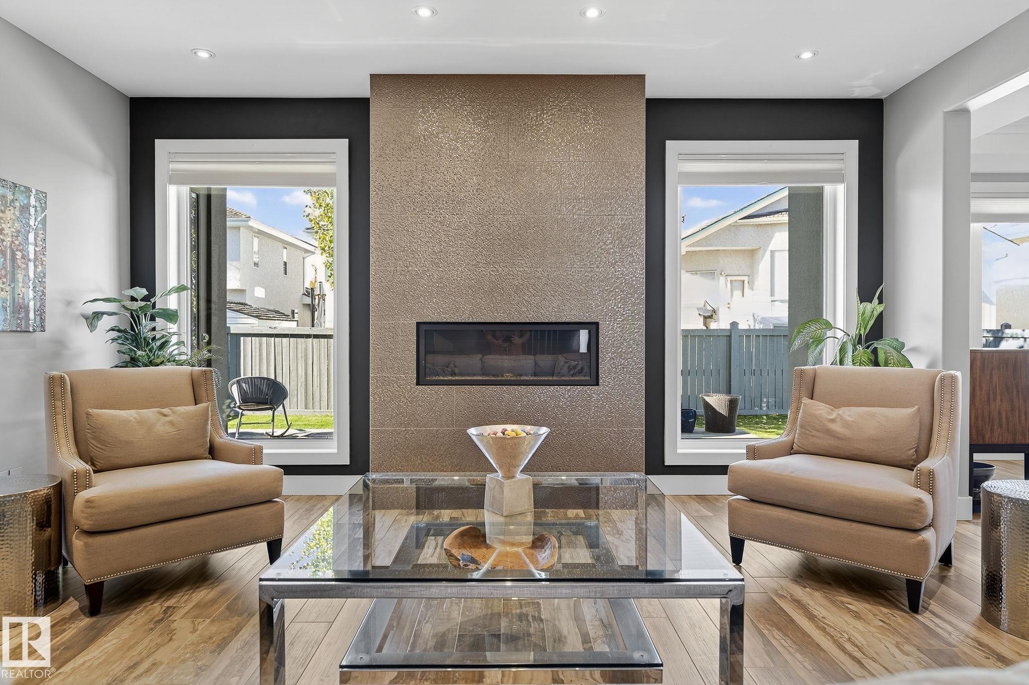 4810 Donsdale Drive, Edmonton, AB - Indoor Photo Showing Living Room With Fireplace