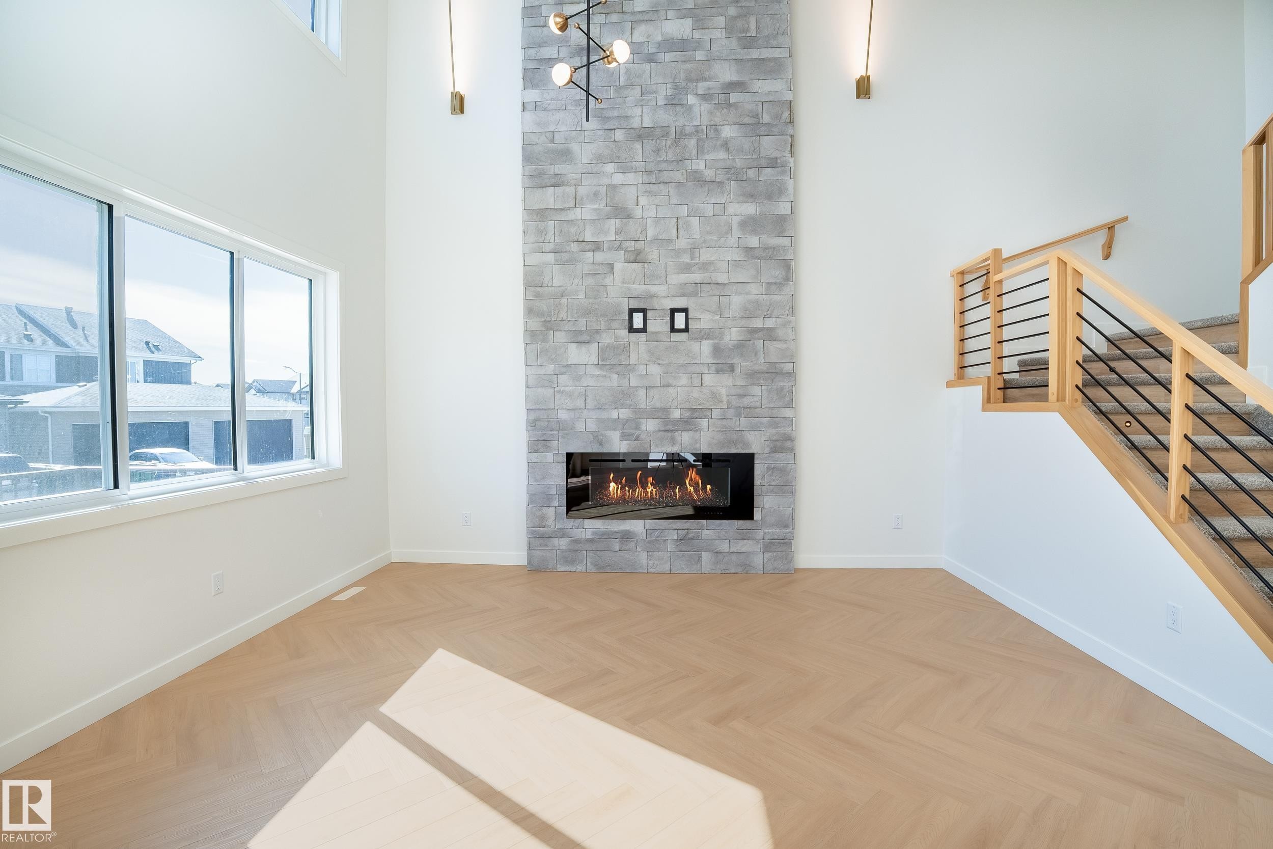 119 Lilac Close, Leduc, AB - Indoor Photo Showing Living Room With Fireplace