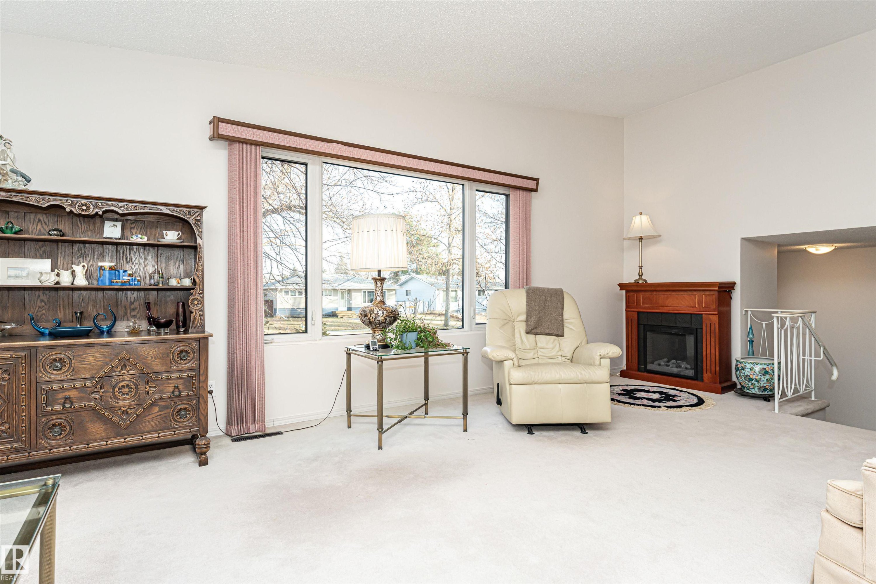 8204 163 Street, Edmonton, AB - Indoor Photo Showing Other Room With Fireplace
