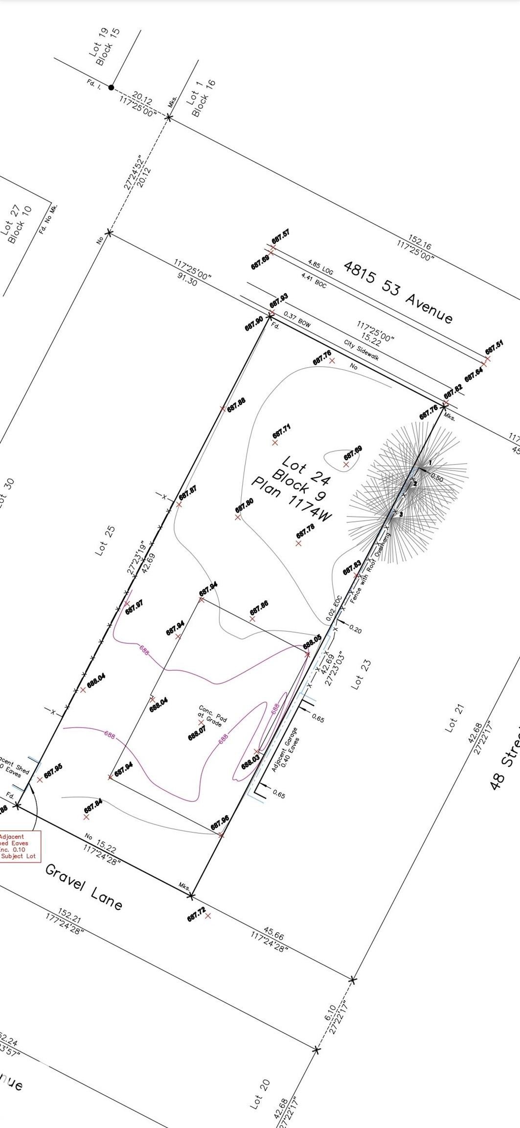 Survey map / technical document - 4815 53 Avenue, Viking, AB