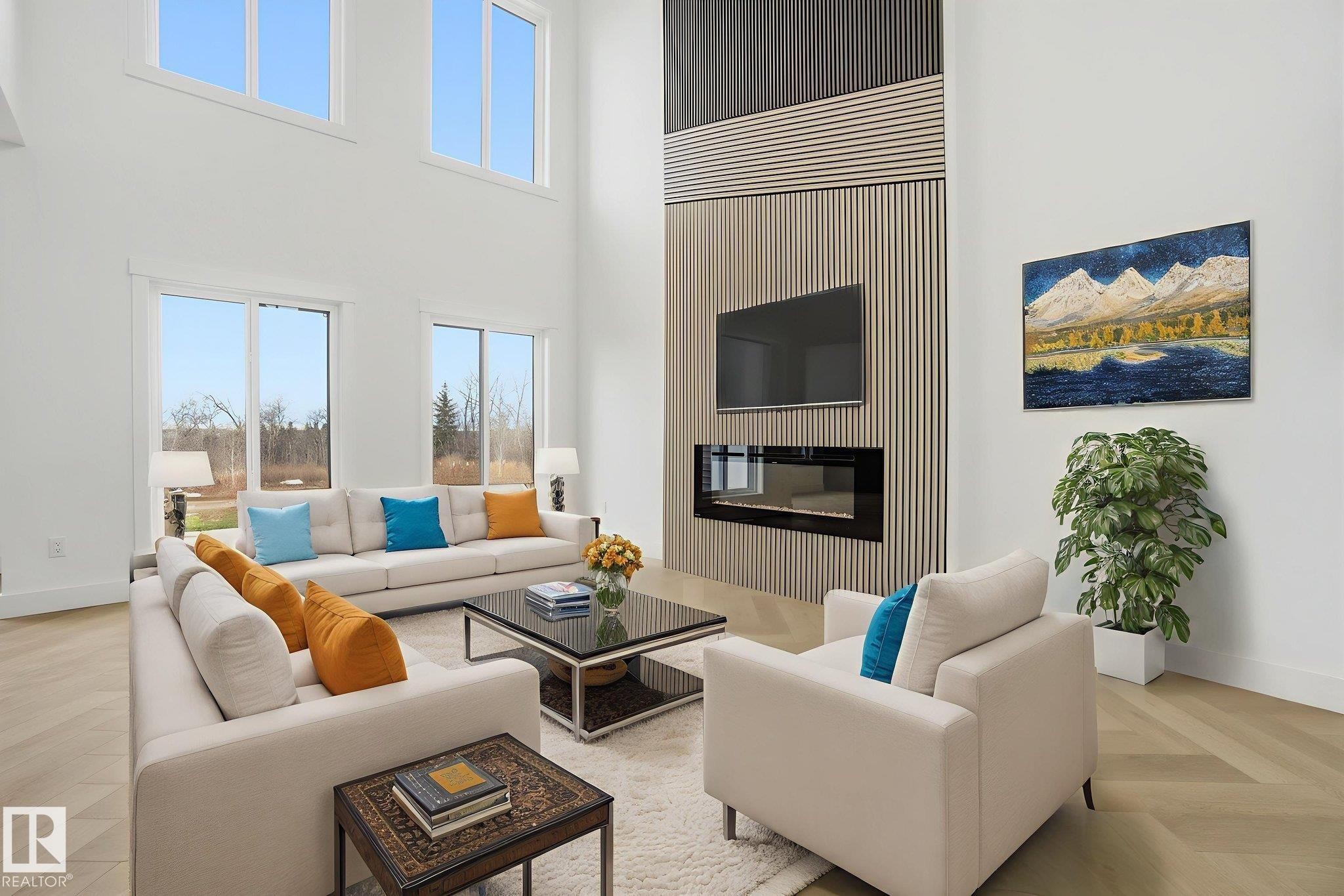 3294 Chernowski Way, Edmonton, AB - Indoor Photo Showing Living Room With Fireplace