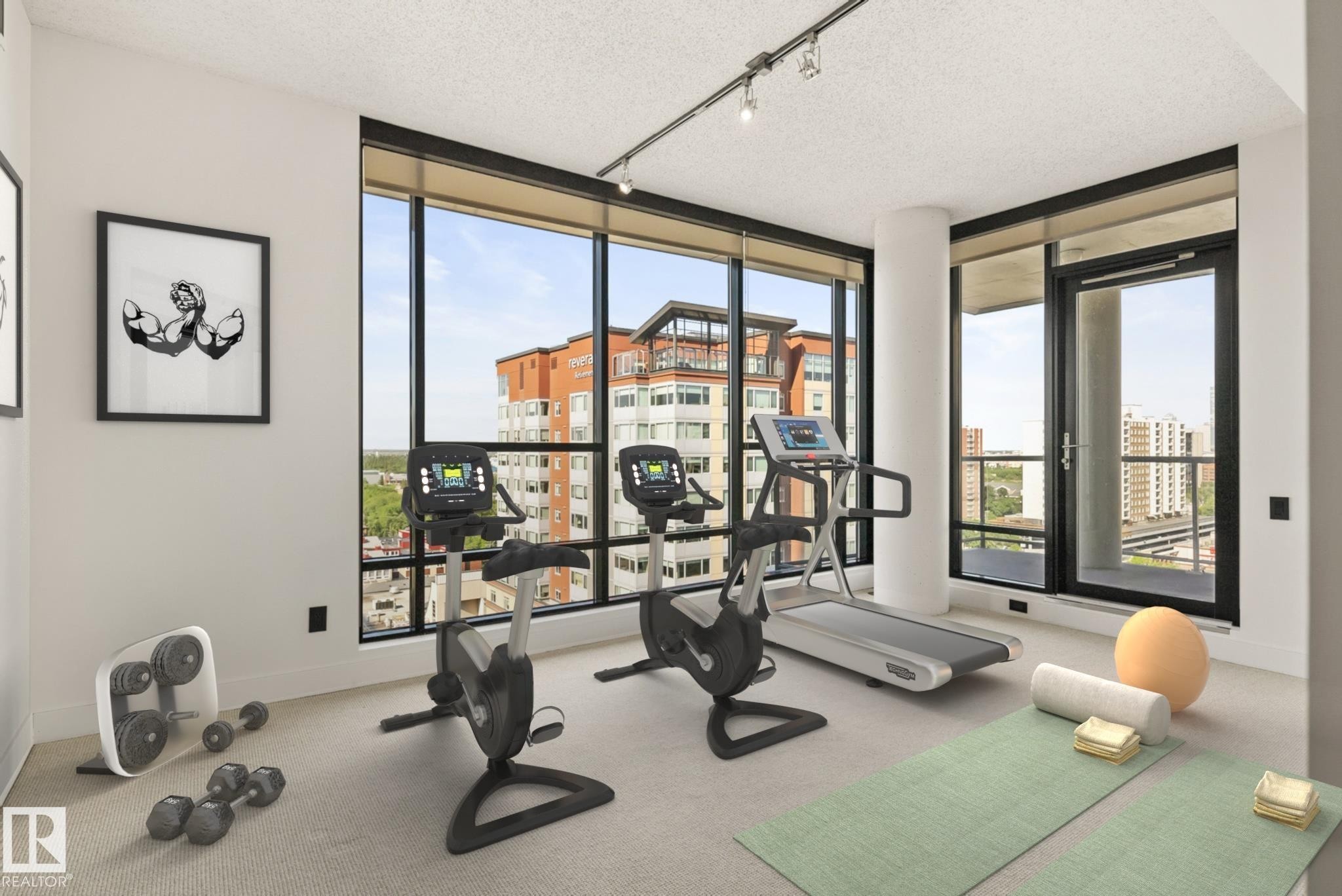 1200 11933 Jasper Avenue, Edmonton, AB - Indoor Photo Showing Gym Room