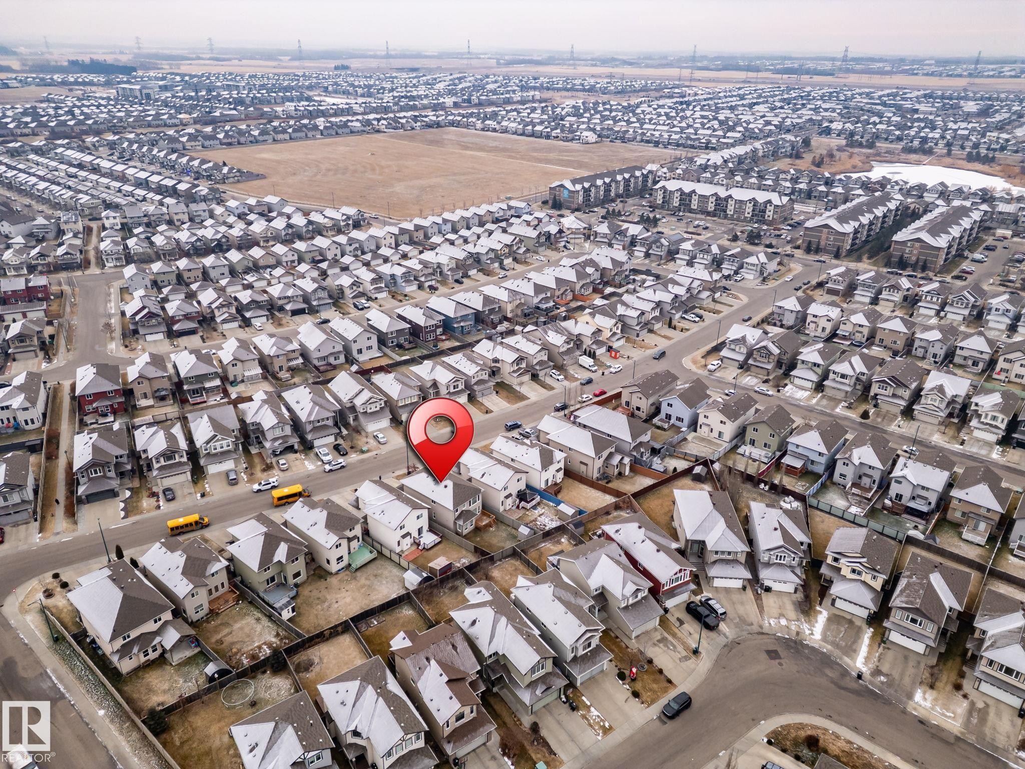 Aerial overview of property's location featuring nearby suburban area - 1888 33 Street, Edmonton, AB - Outdoor With View