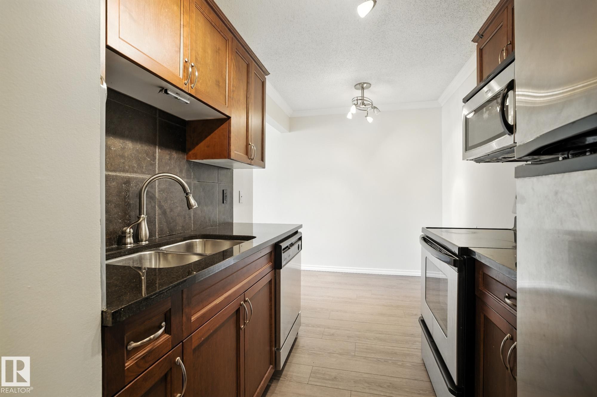 306 10160 83 Avenue, Edmonton, AB - Indoor Photo Showing Kitchen With Double Sink