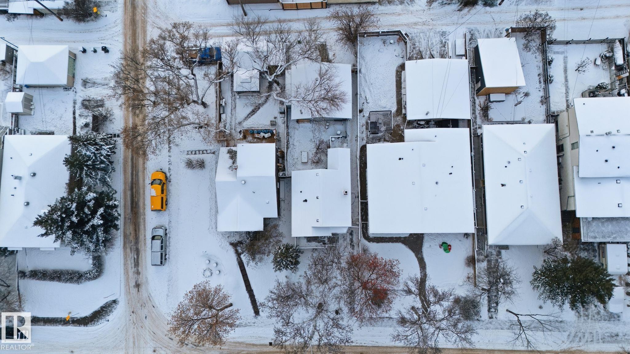 View of snowy aerial view - 9705 87 Avenue, Edmonton, AB - Outdoor With View