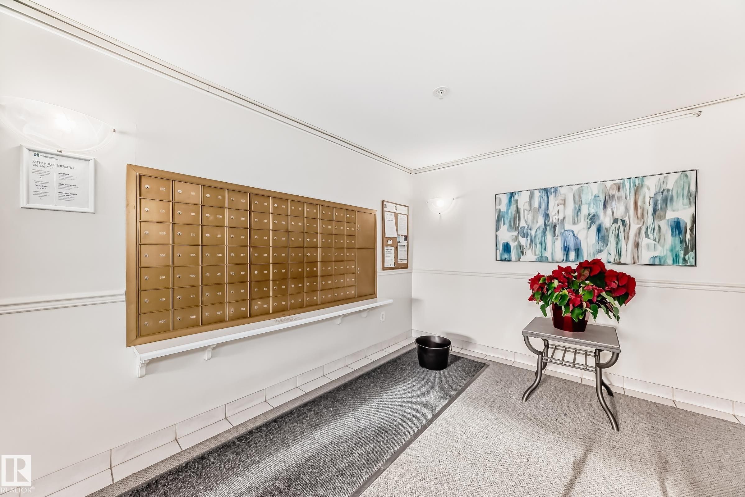 View of property's community with mail area - 507 11716 100 Avenue, Edmonton, AB - Indoor Photo Showing Other Room