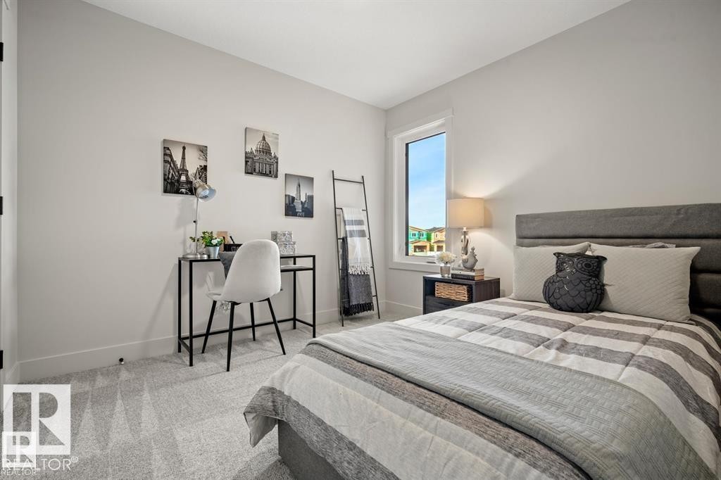 Bedroom with light carpet and baseboards - 24 Grayson Green, Stony Plain, AB - Indoor Photo Showing Bedroom