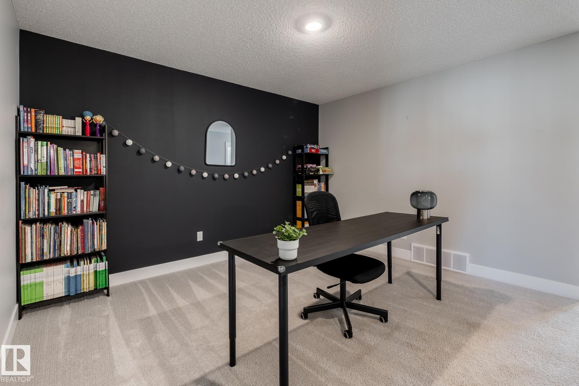 Office with light carpet and a textured ceiling - 1440 Darby Green, Edmonton, AB - Indoor Photo Showing Office