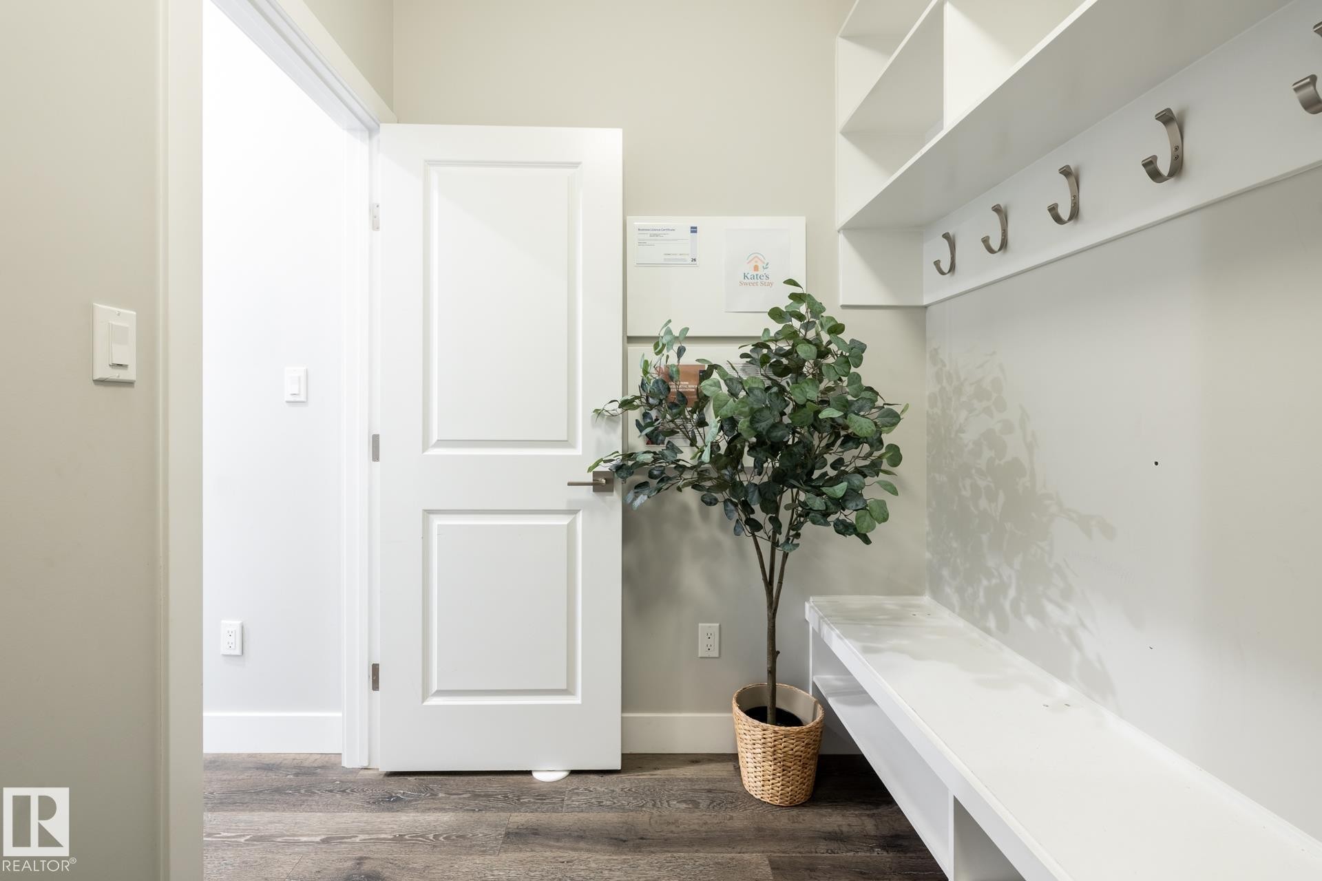 Mudroom featuring dark wood-style flooring - 1440 Darby Green, Edmonton, AB - Indoor Photo Showing Other Room