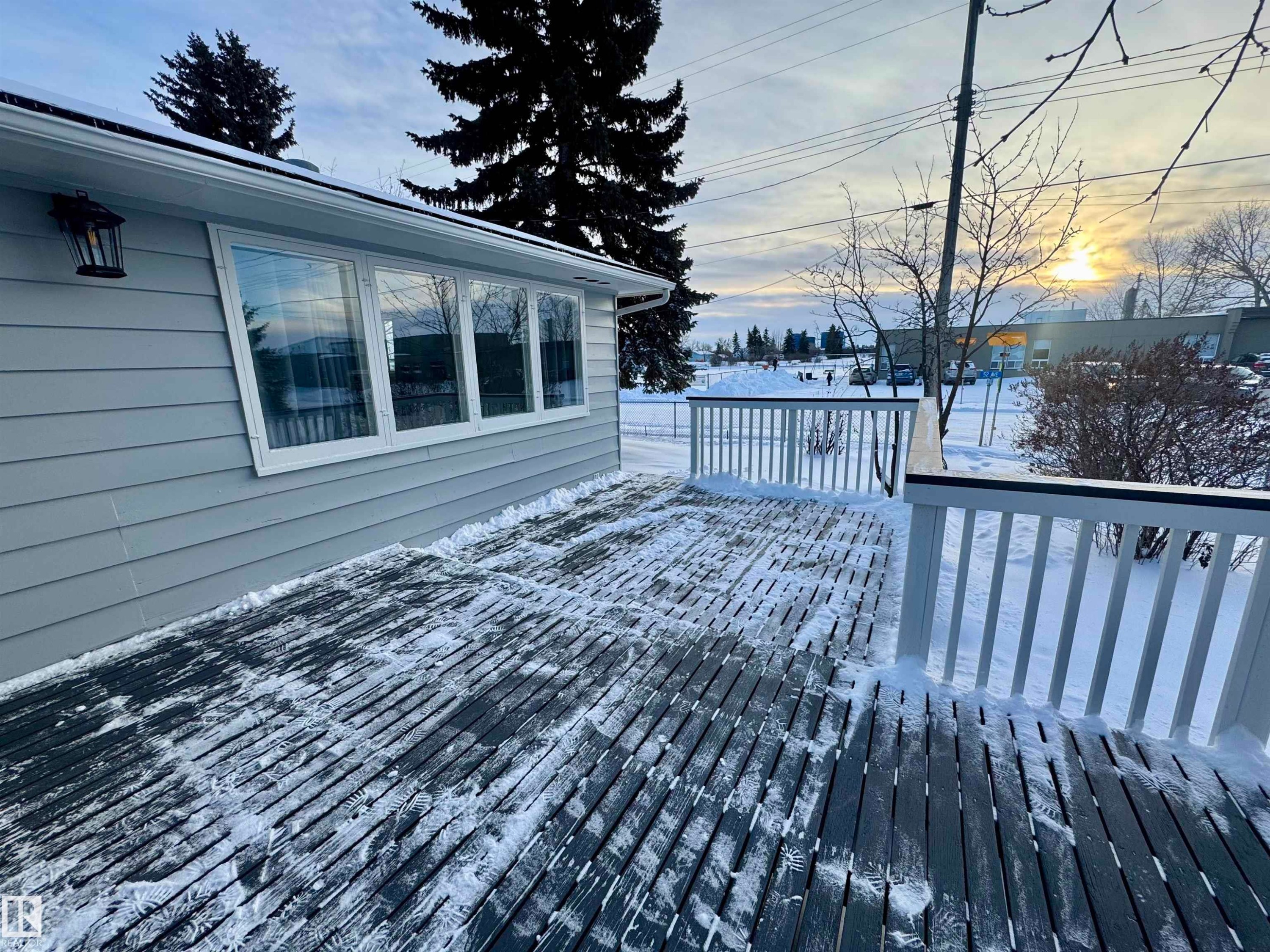View of snow covered deck - 5140 52 Avenue, Ryley, AB - Outdoor