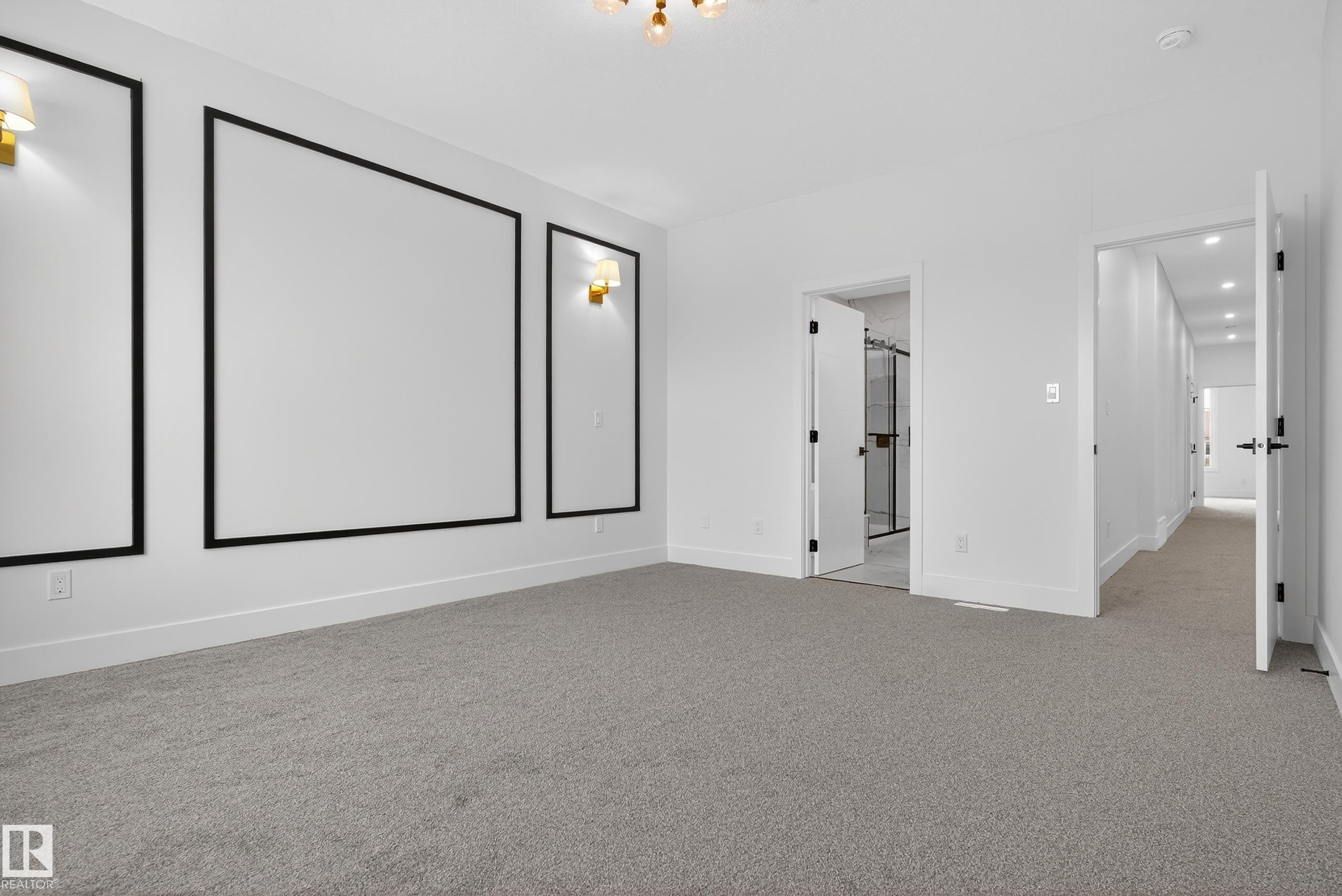 Unfurnished bedroom featuring light carpet and ensuite bathroom - 19 Rosa Crescent, St. Albert, AB - Indoor Photo Showing Other Room