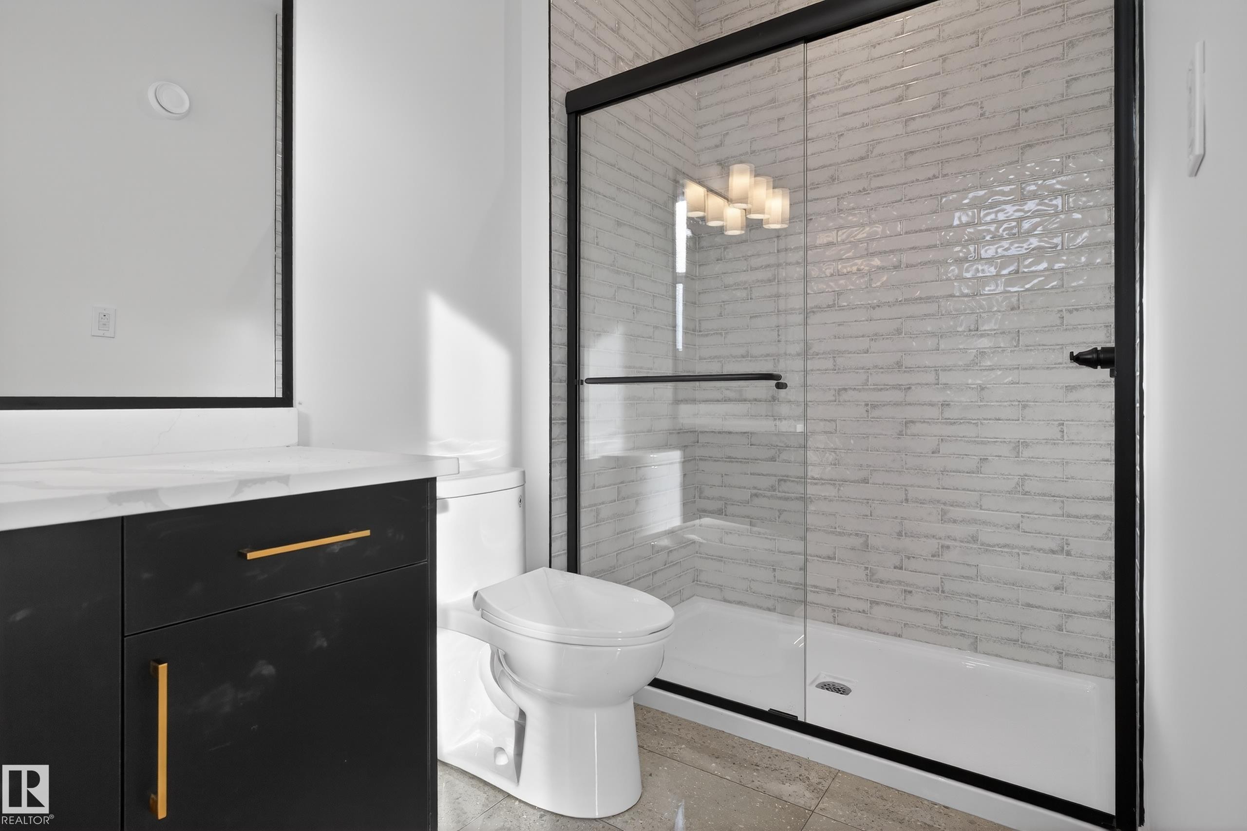Bathroom with a shower stall and vanity - 19 Rosa Crescent, St. Albert, AB - Indoor Photo Showing Bathroom