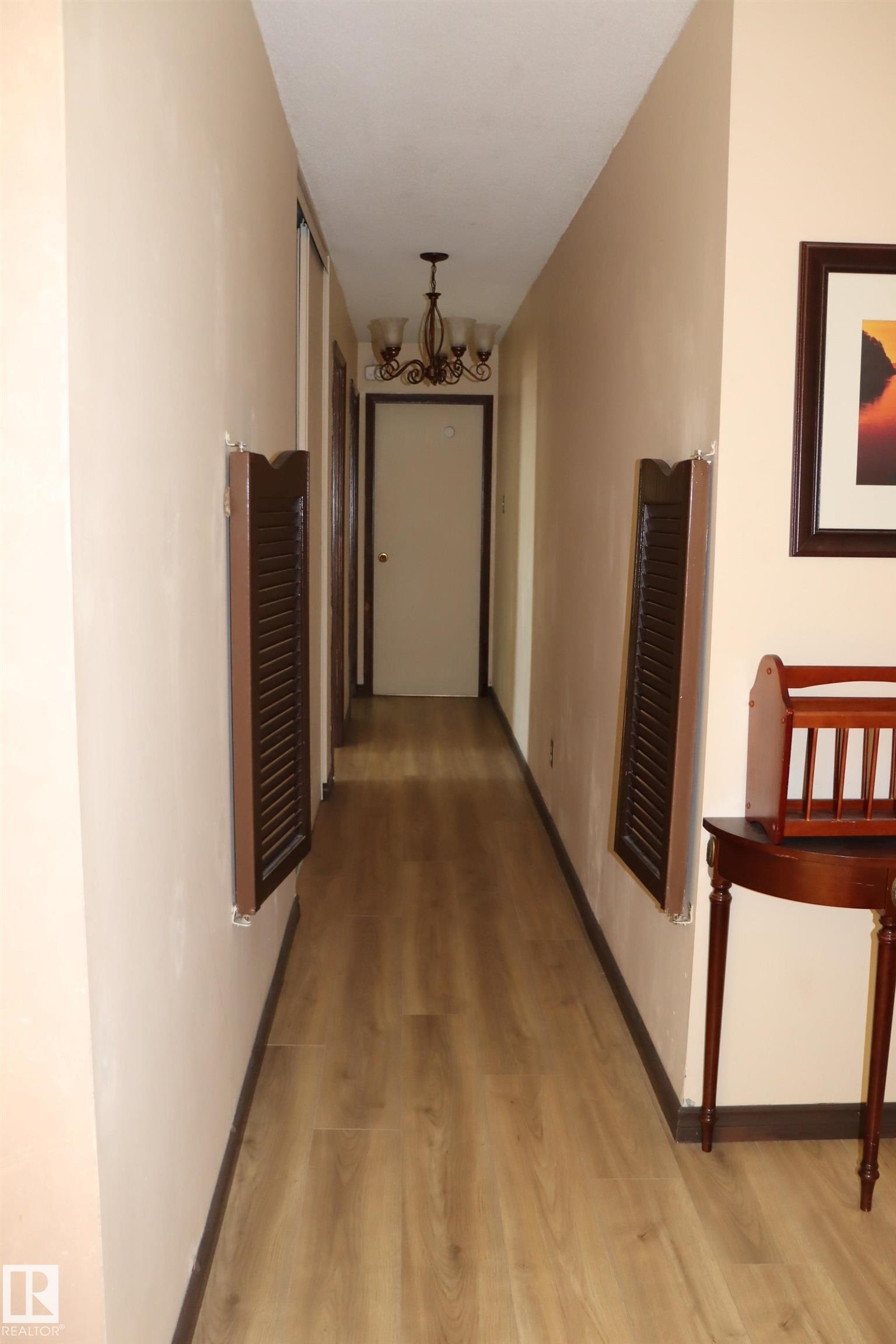 Hallway to 2 bedrooms and 4 pce bath. With large linen closet - #203 9028 Jasper Ave Nw, Edmonton, AB - Indoor Photo Showing Other Room