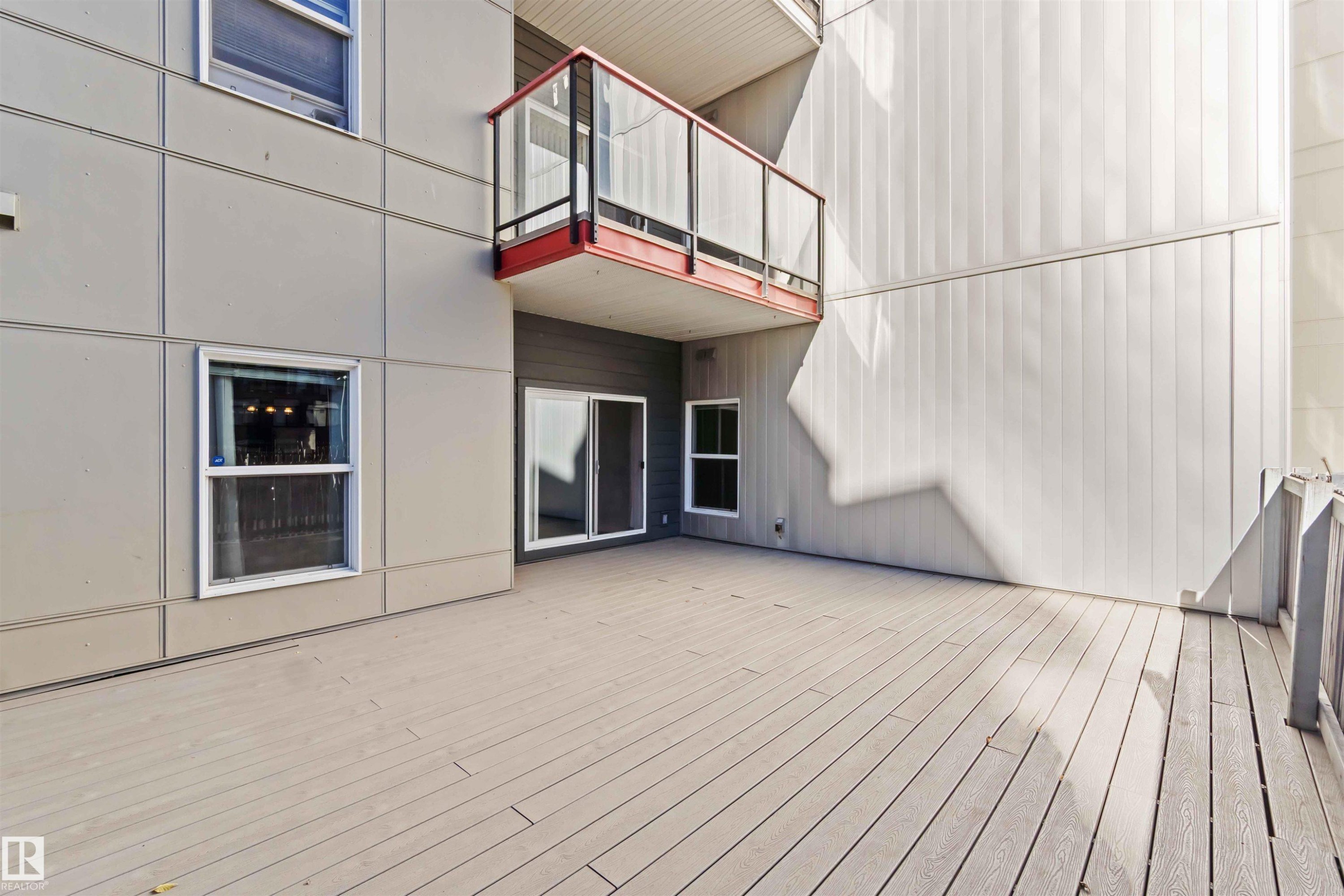 View of deck - 107 10611 117 Street, Edmonton, AB - With Exterior