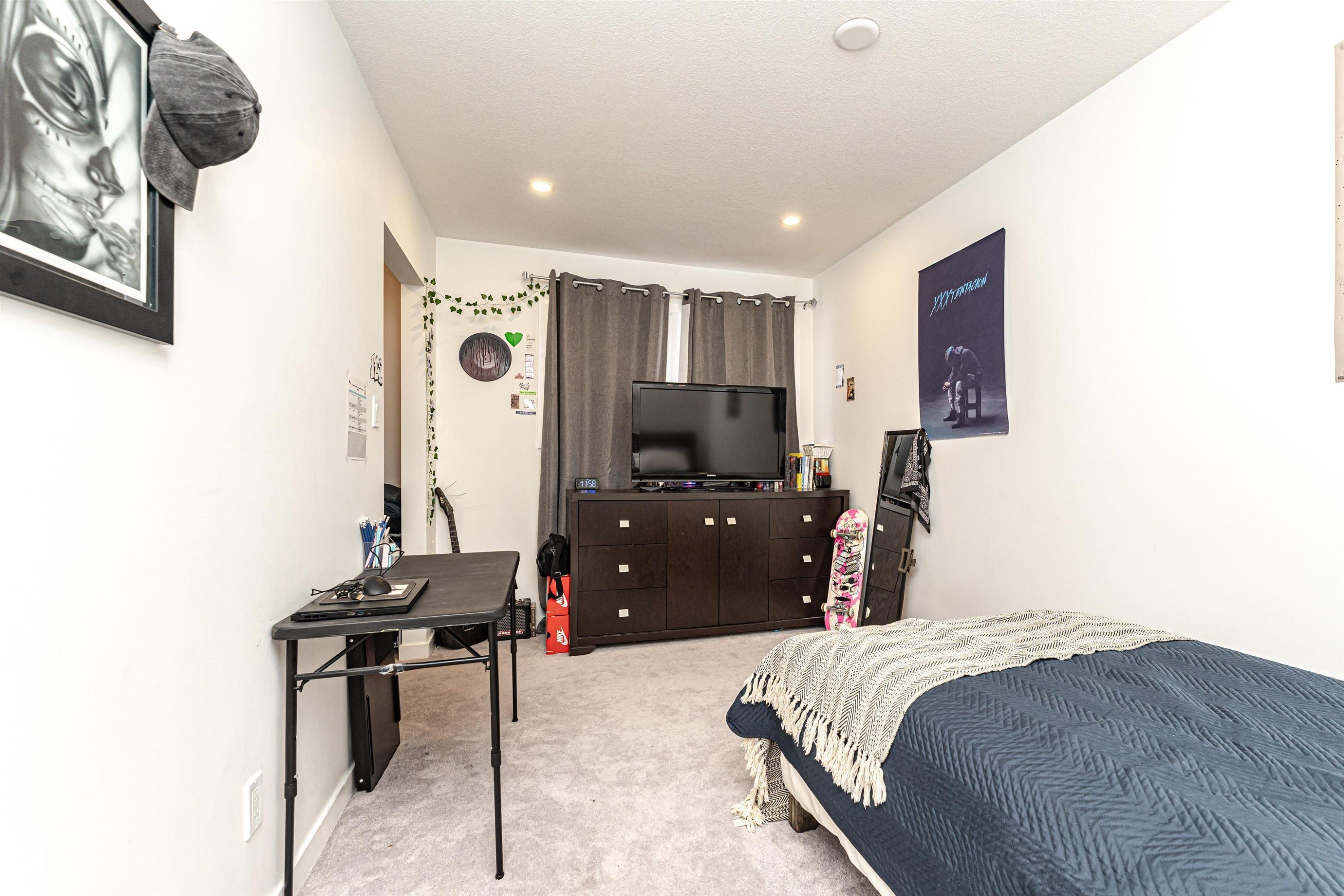 Bedroom featuring light colored carpet and recessed lighting - 17716 84 Avenue, Edmonton, AB - Indoor Photo Showing Bedroom