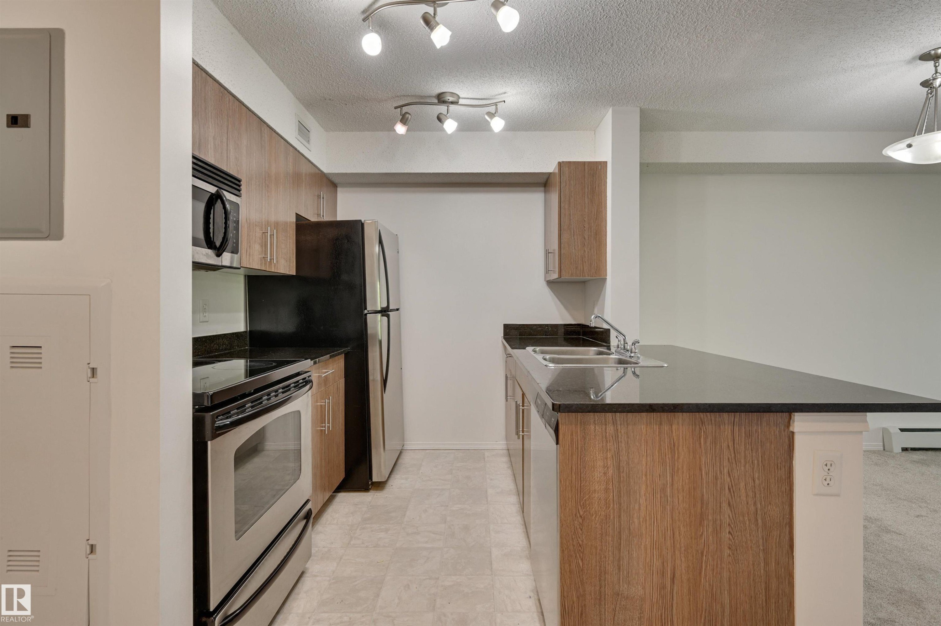303 530 Watt Boulevard, Edmonton, AB - Indoor Photo Showing Kitchen With Double Sink