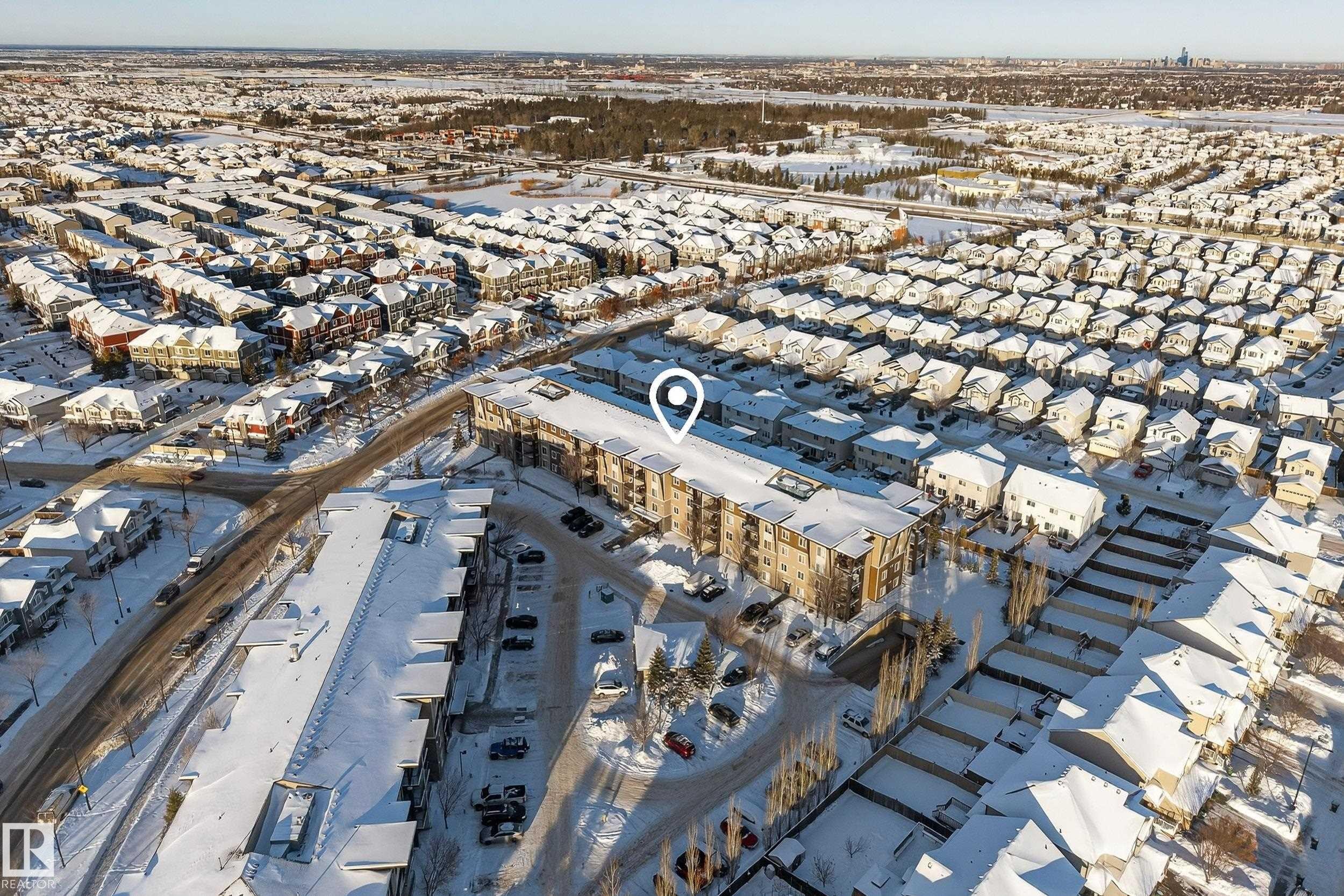 View of snowy aerial view - 108 534 Watt Boulevard, Edmonton, AB - Outdoor With View