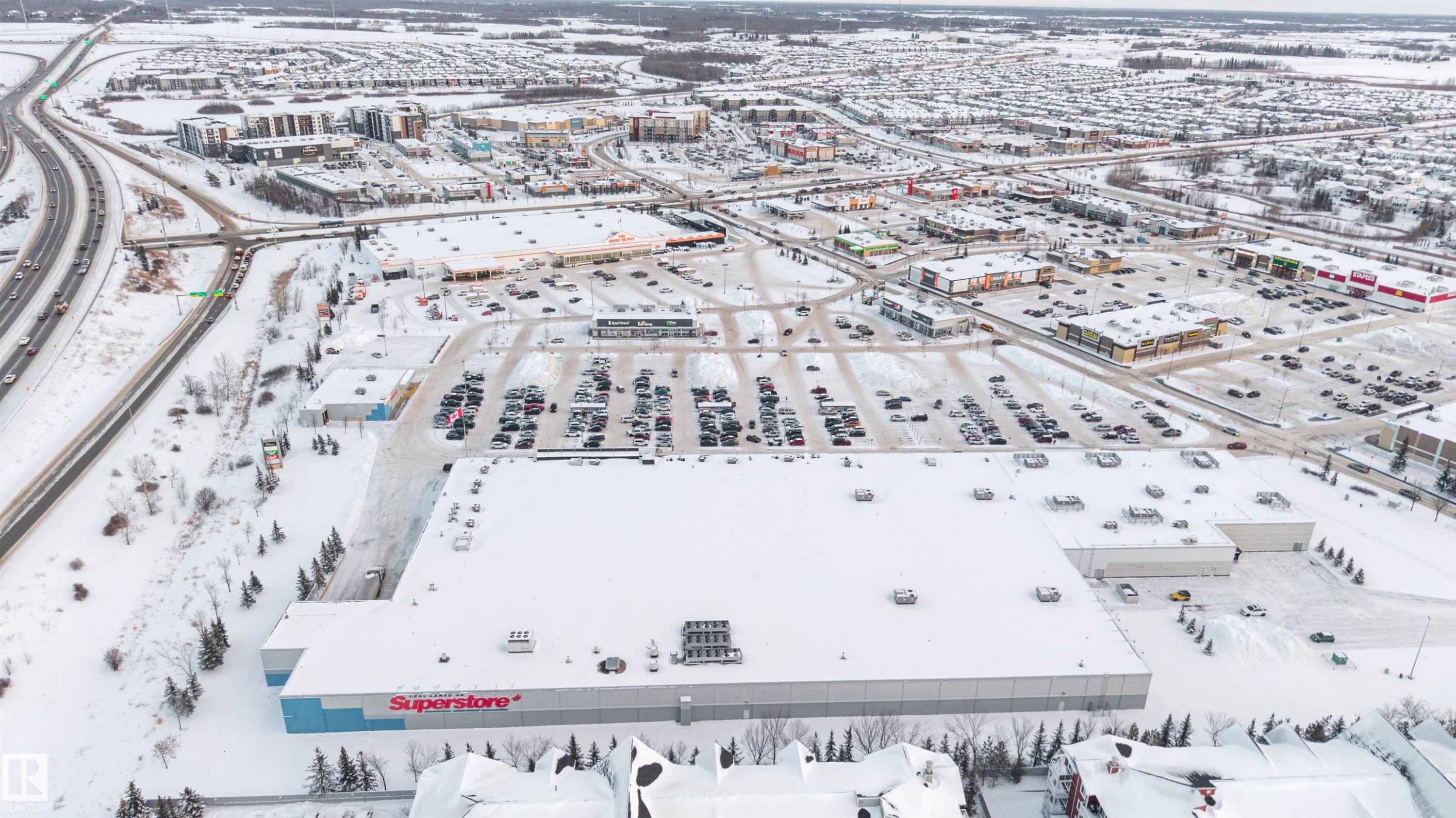 View of snowy aerial view - #201 4403 23 Street Nw, Edmonton, AB - Outdoor With View